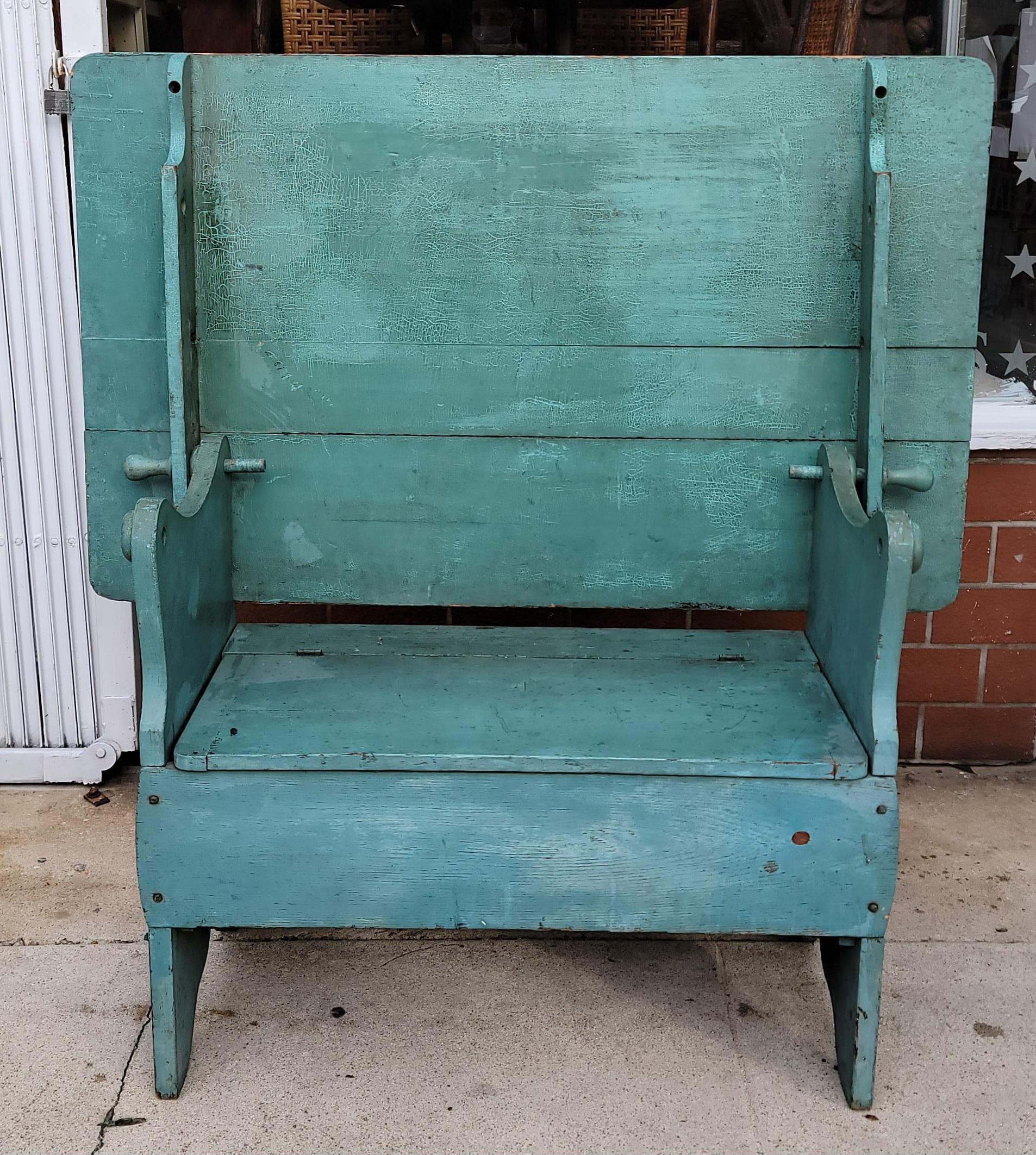19Thc Original Powder Blue Hutch Table / Bench For Sale 1