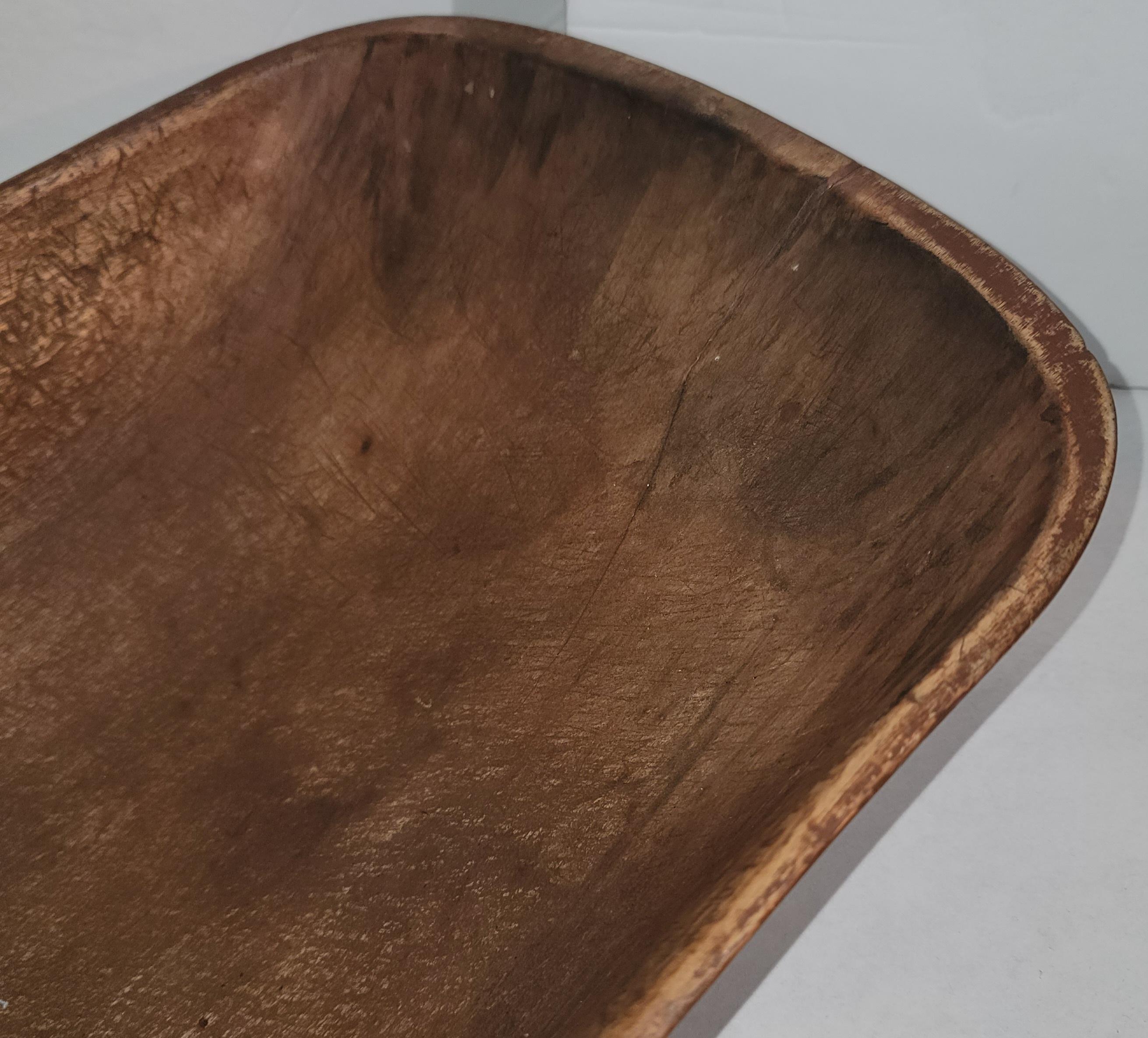 Hand-Carved 19Thc Original Red Painted Dough Bowl For Sale