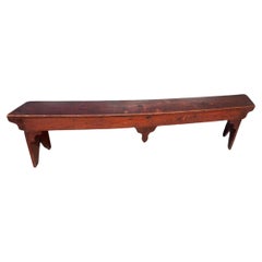 19Thc Original Red Painted Rounded Bench 