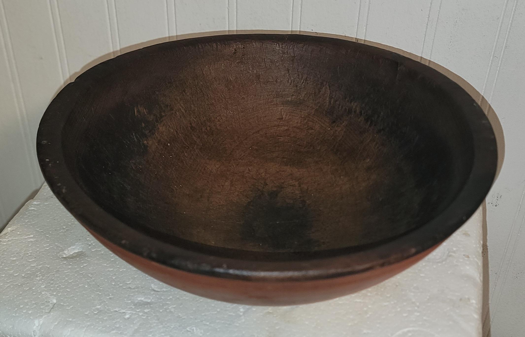Hand-Crafted 19Thc Original Red Painted Wood Bowl For Sale