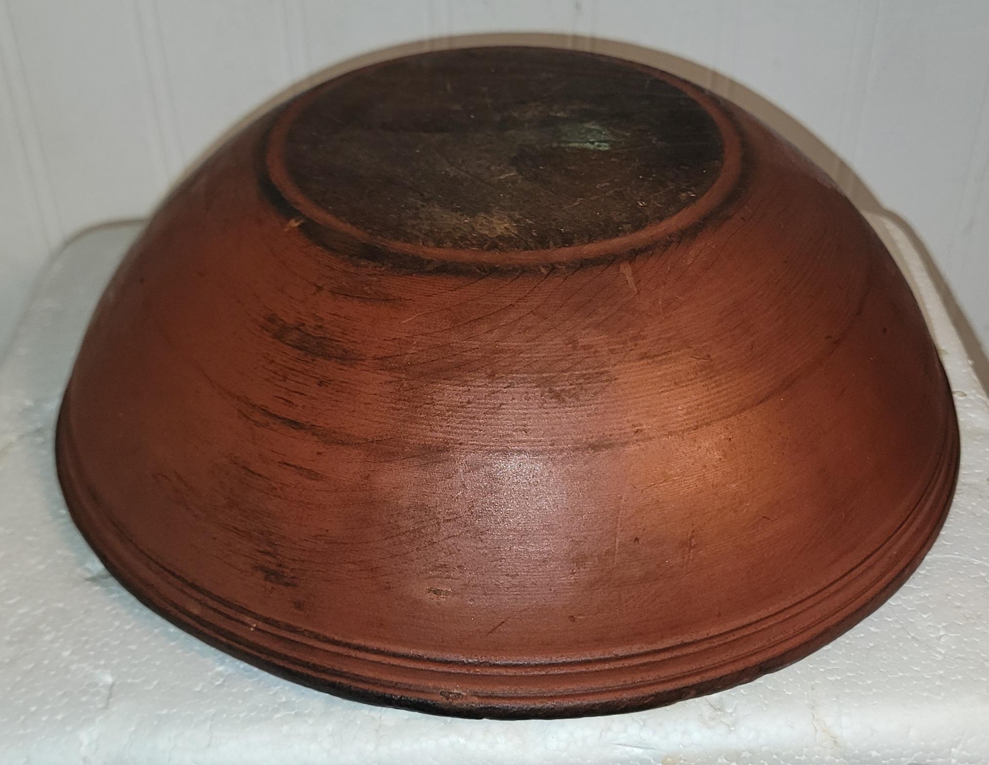19th Century 19Thc Original Red Painted Wood Bowl For Sale