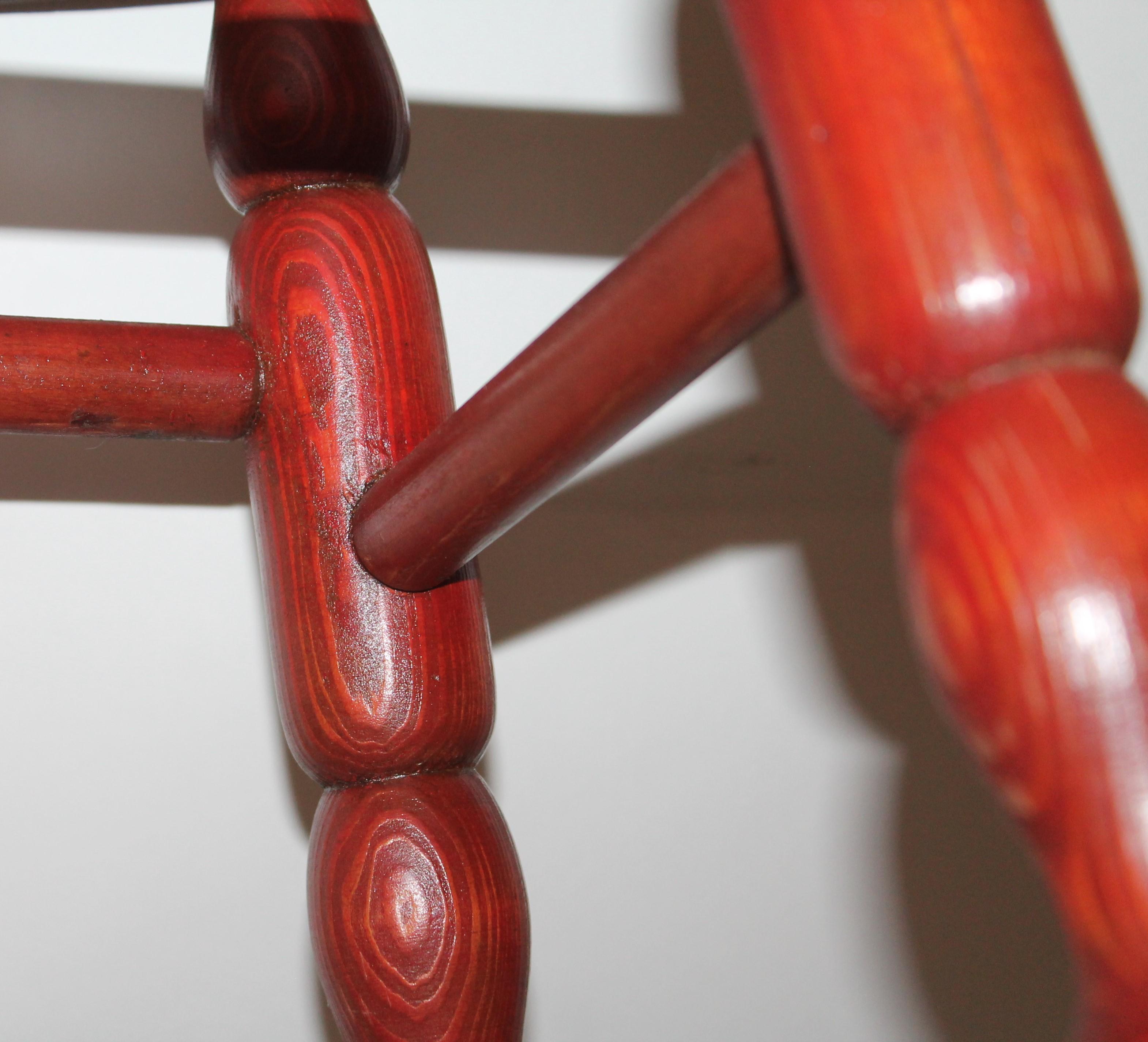 19th Century Original Red Surface Bar Stool from Pennsylvania In Good Condition In Los Angeles, CA