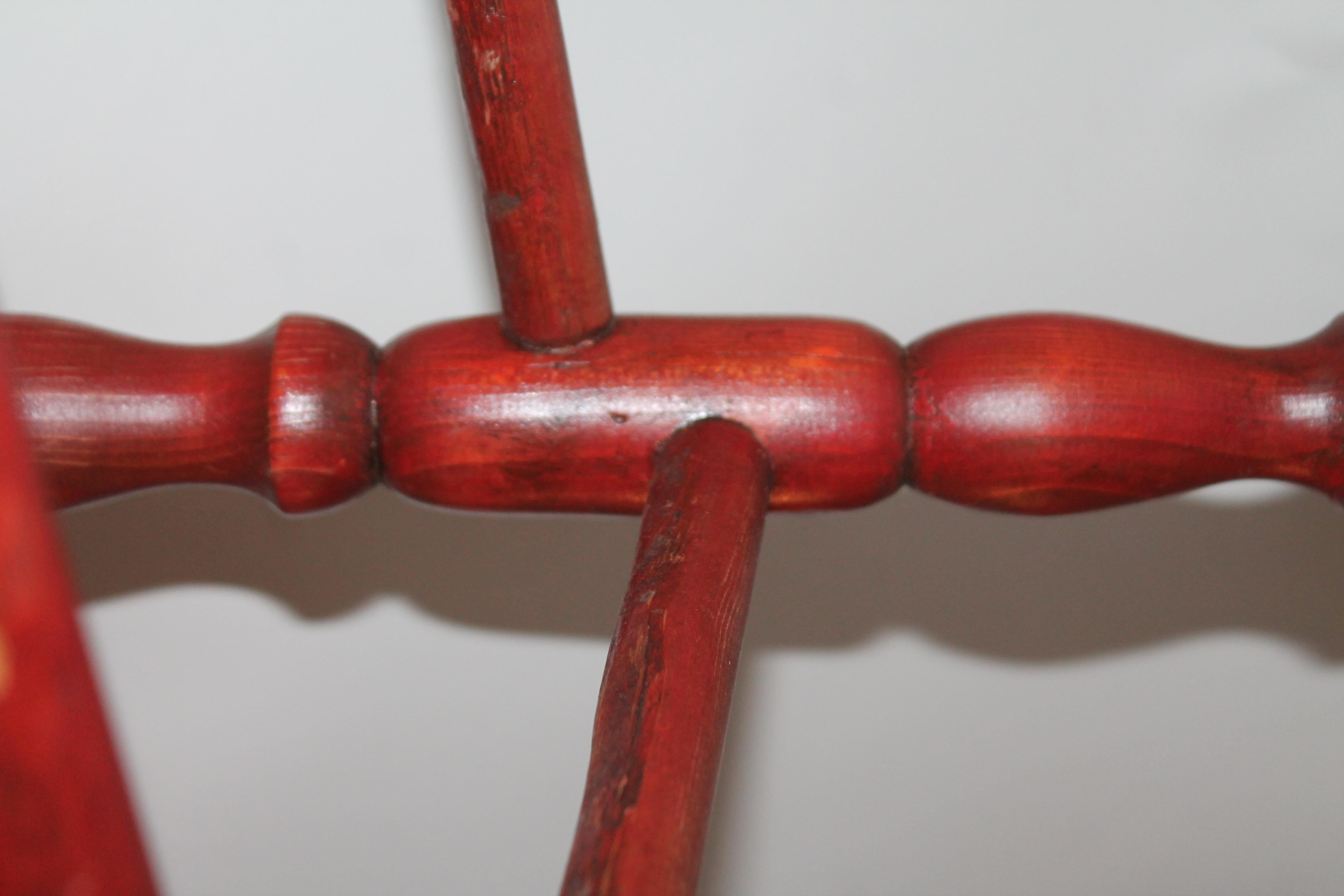 Pine 19th Century Original Red Surface Bar Stool from Pennsylvania