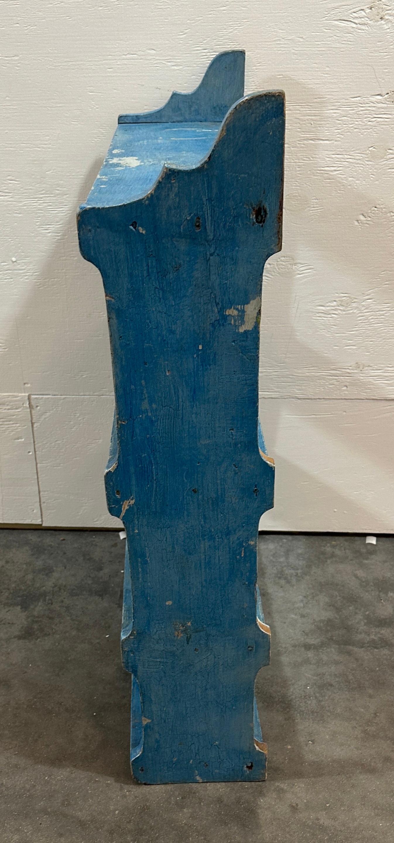 American 19Thc Original Robin Egg Blue Hanging Shelf For Sale