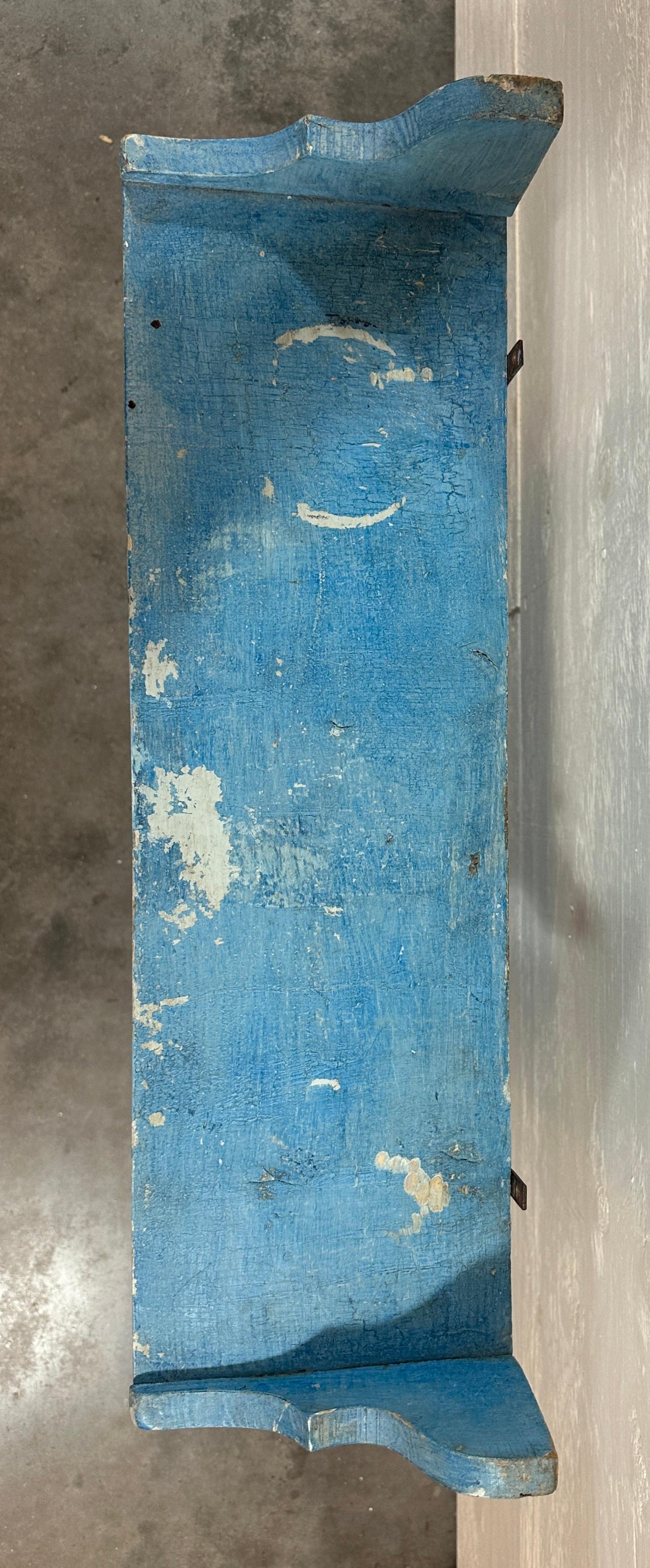 Wood 19Thc Original Robin Egg Blue Hanging Shelf For Sale