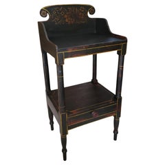 19Thc Original Stencil Decorated & Painted End Table