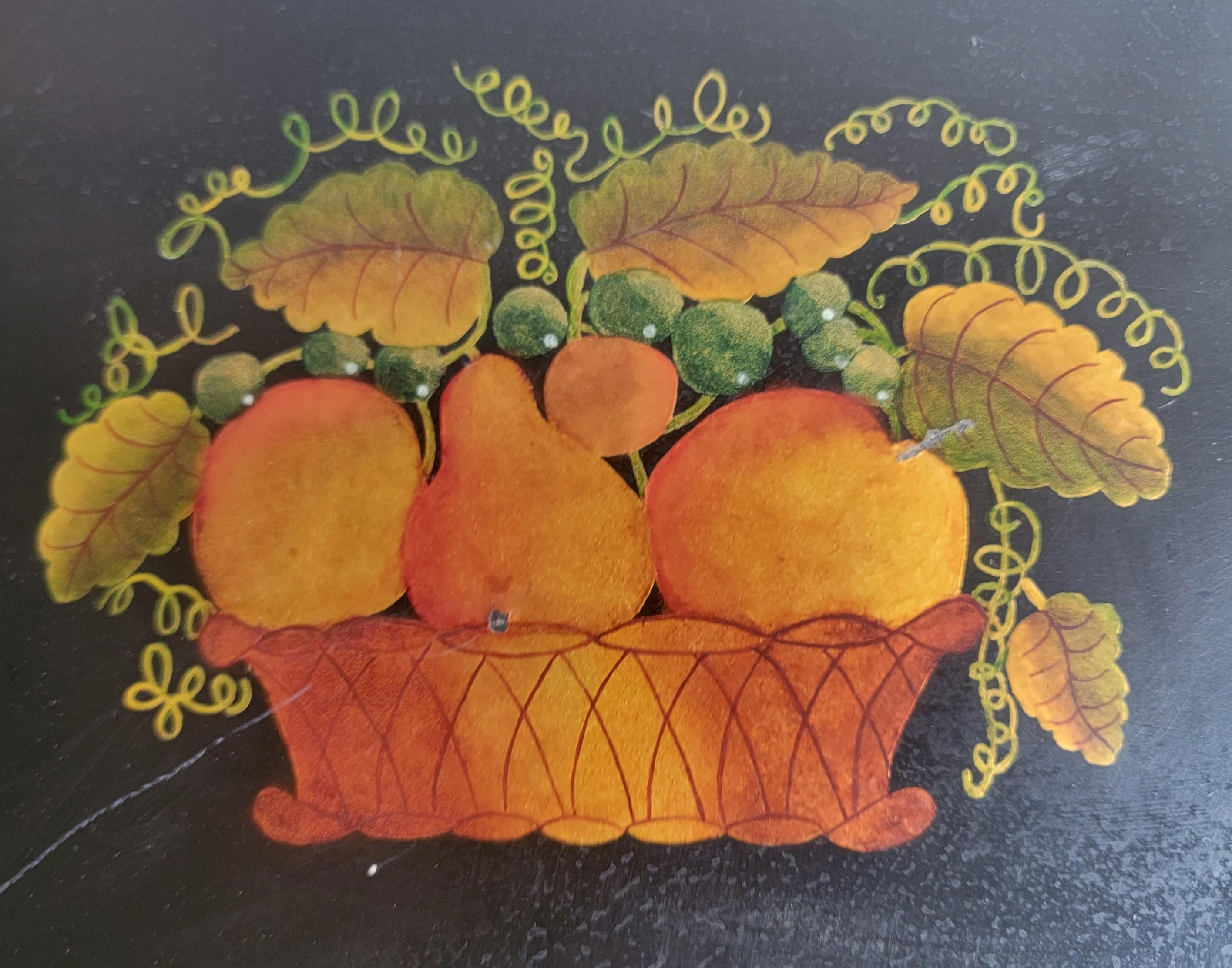 Adirondack 19th C Original Stencil Fruit Metal Tray For Sale