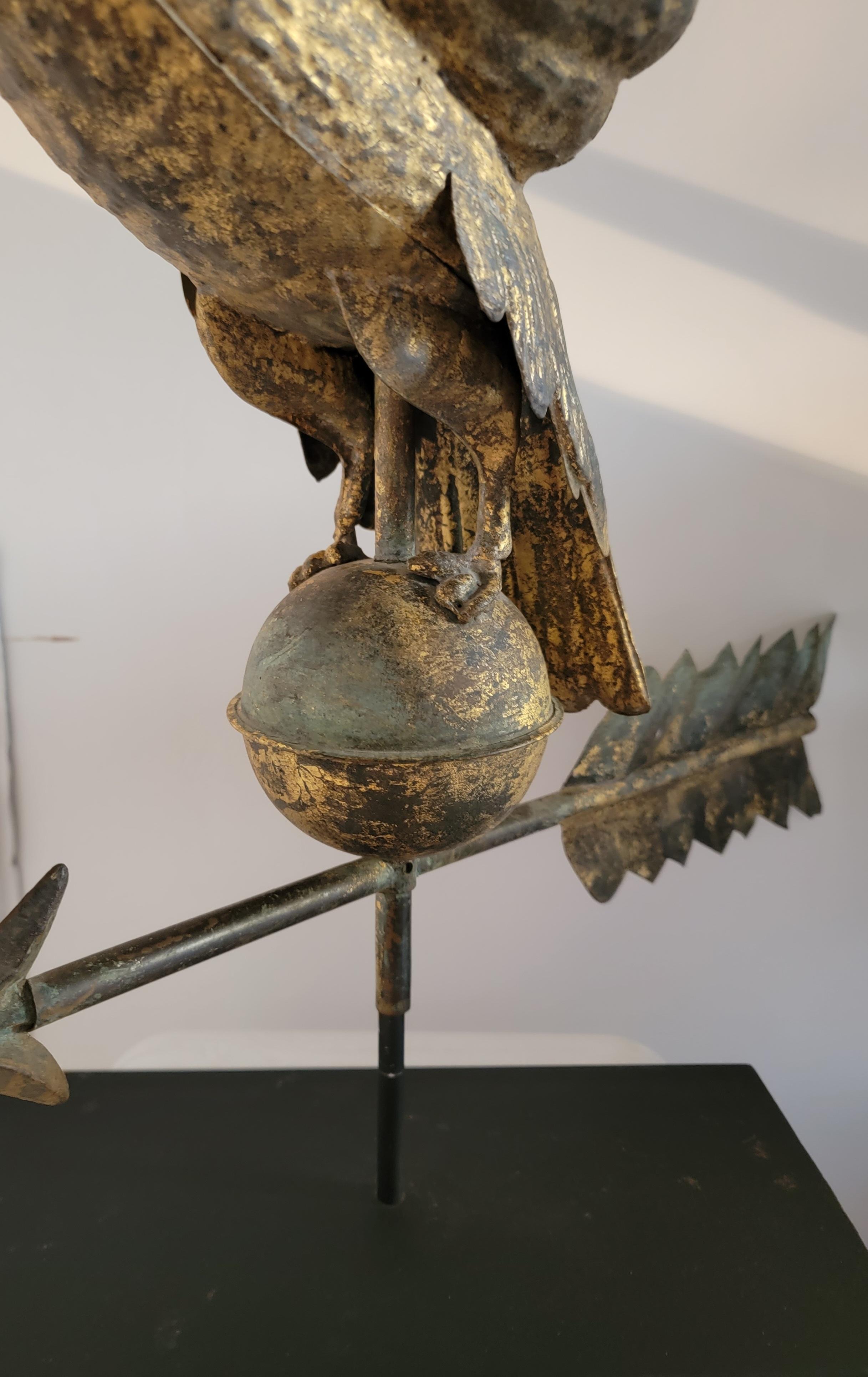 Adirondack 19th C Original Surface Eagle Weather Vane on Stand For Sale