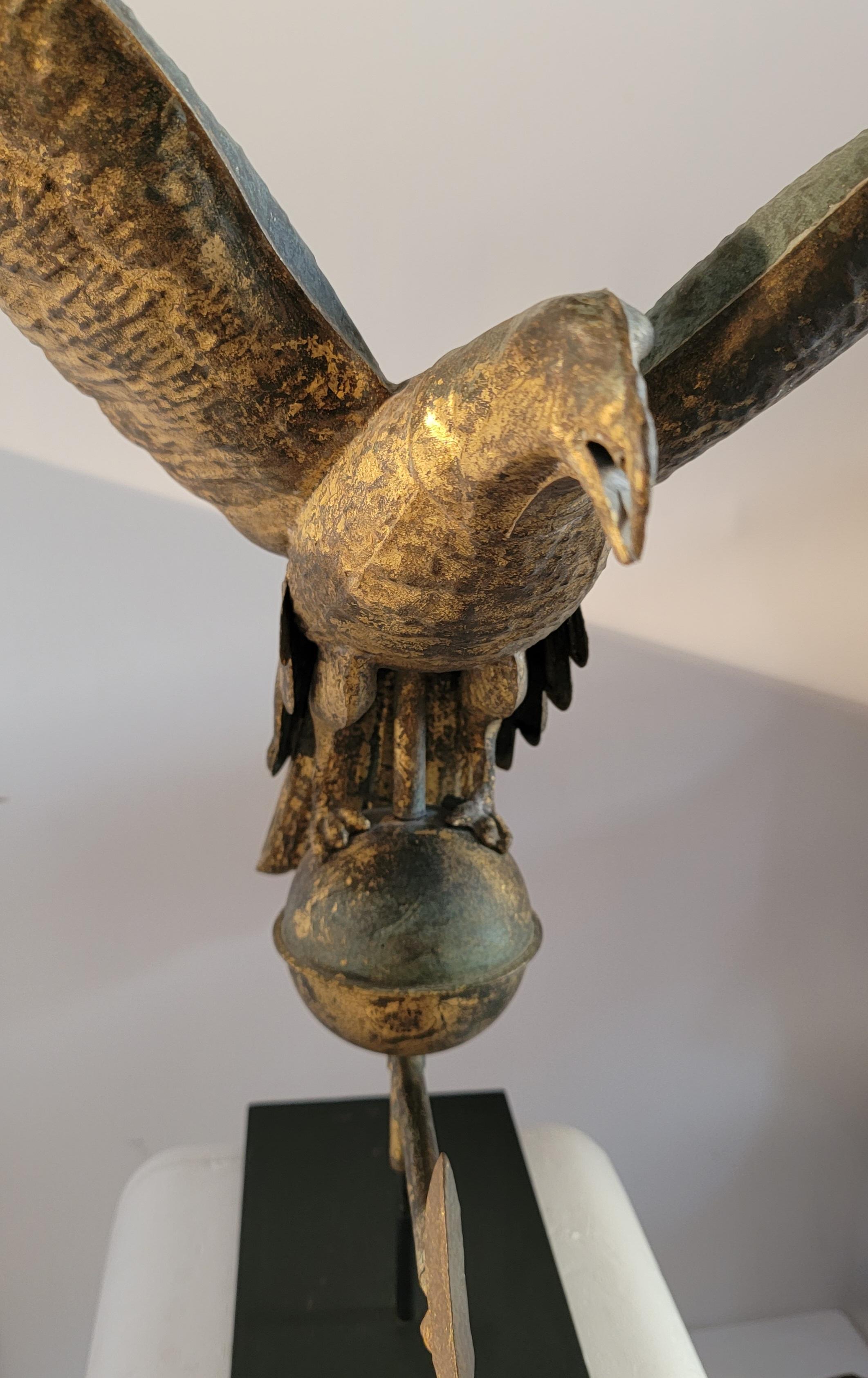 19th Century 19th C Original Surface Eagle Weather Vane on Stand For Sale