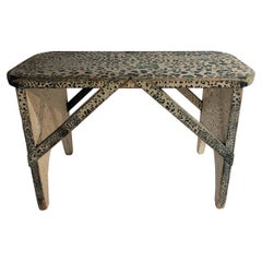 19Thc Original Weiß Crackled Gemalt Hocker
