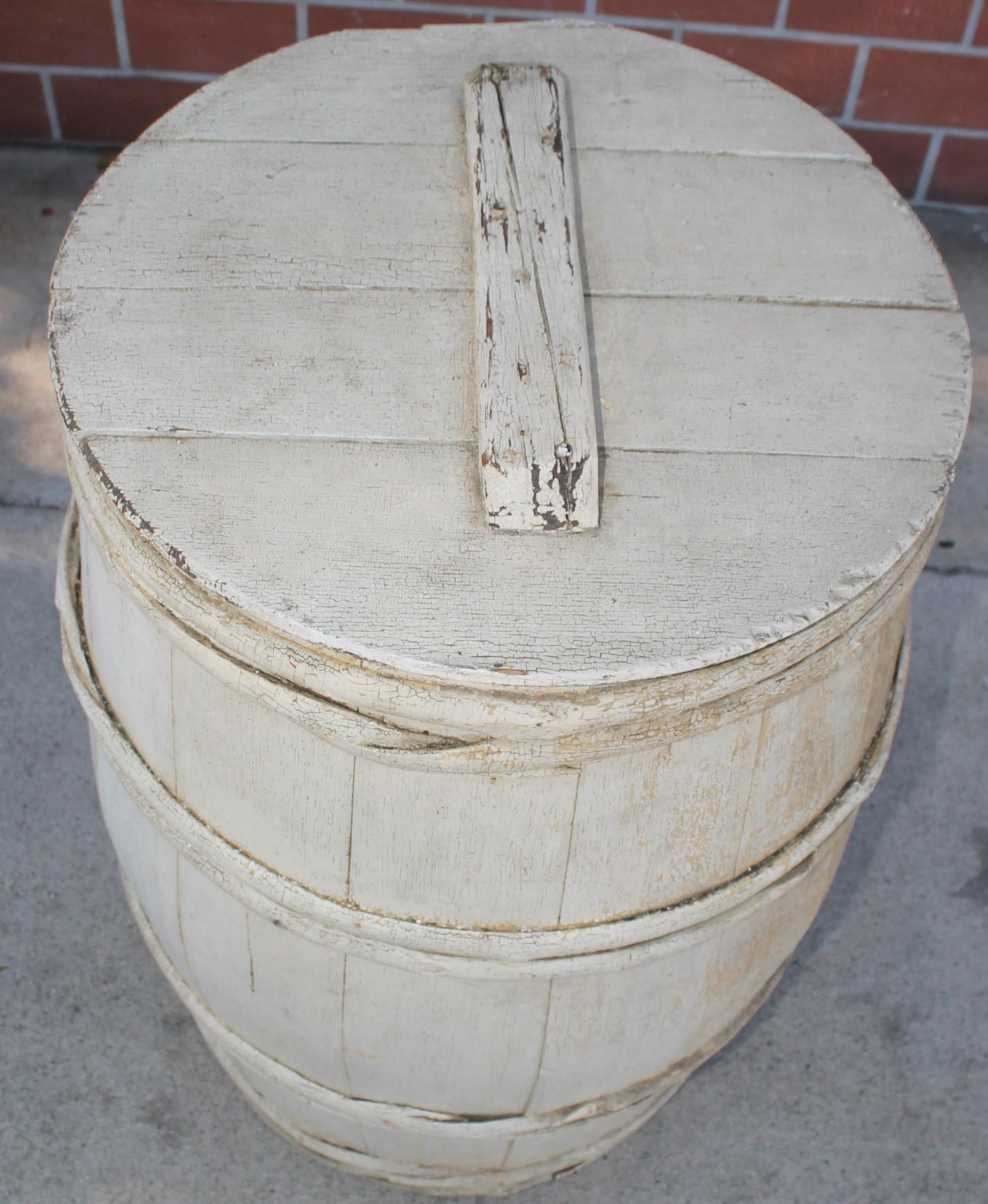 Adirondack 19thc Original White Painted Barrel from Pennsylvania For Sale