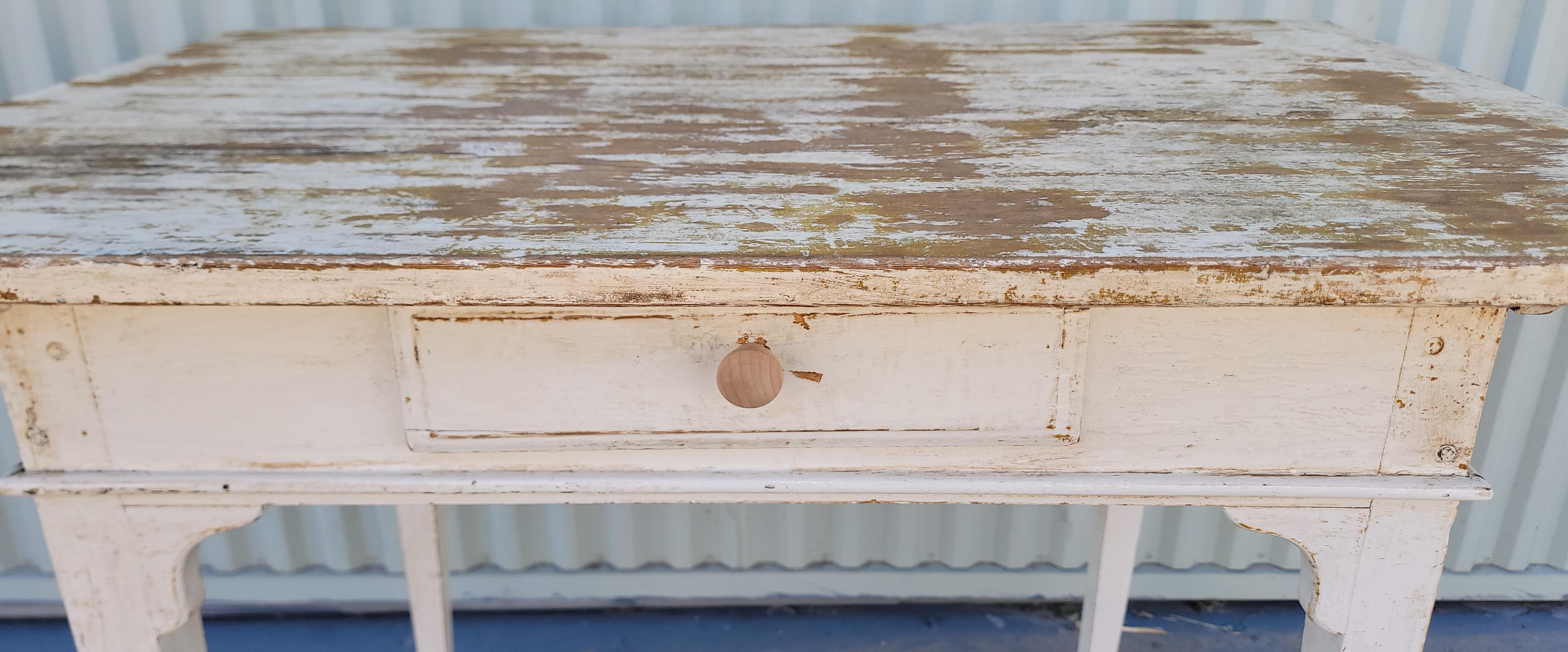 Fin du XIXe siècle Table de ferme / bureau original peint en blanc du 19e siècle en vente