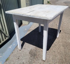 19thc Original White Painted Farm Table