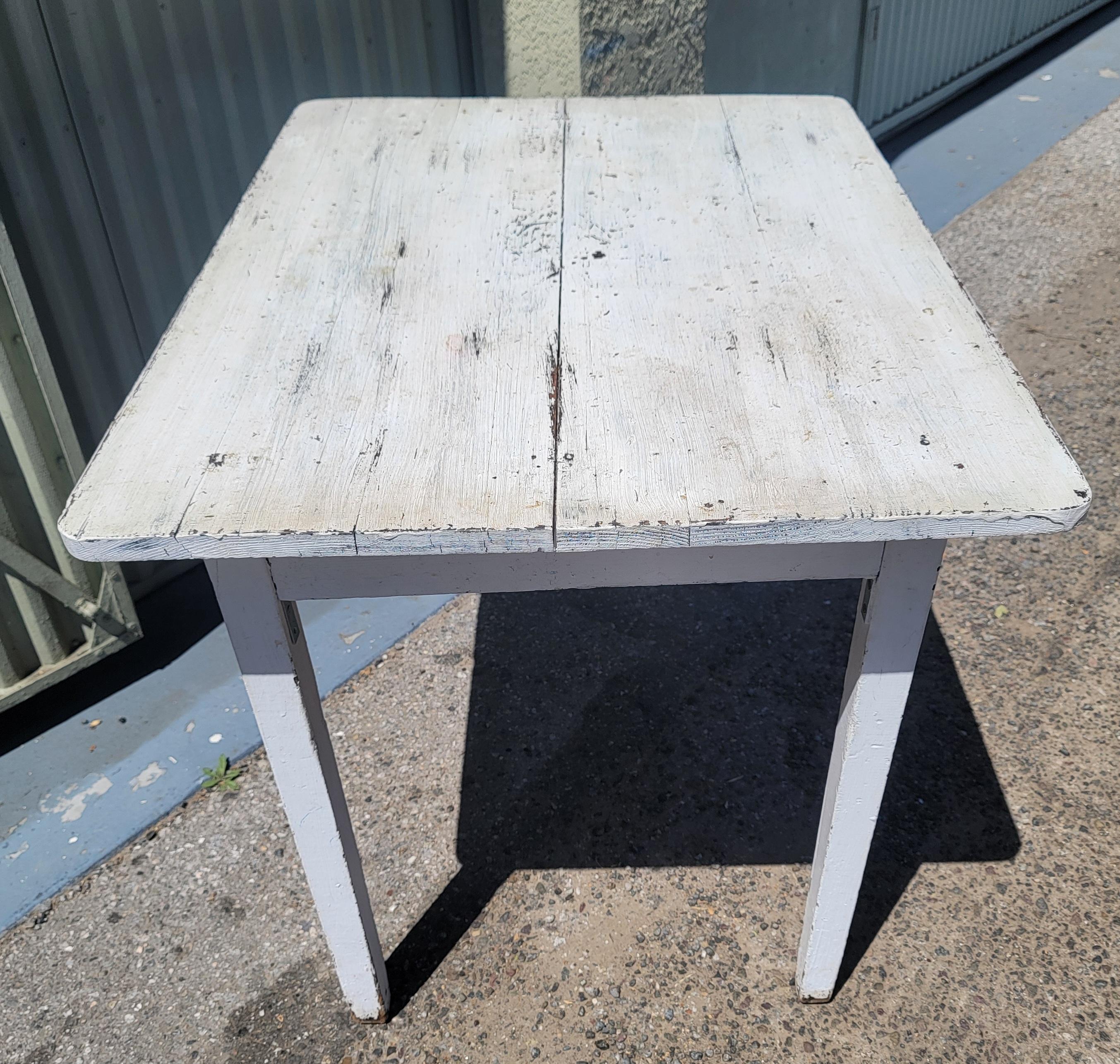 Country 19thc Original White Painted Farm Table For Sale