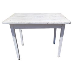 Antique 19thc Original White Painted Farm Table