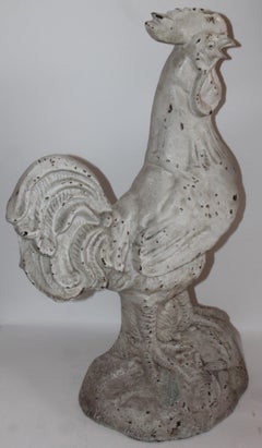19th Century Original White Painted Large Iron Rooster