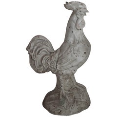 19th Century Original White Painted Large Iron Rooster
