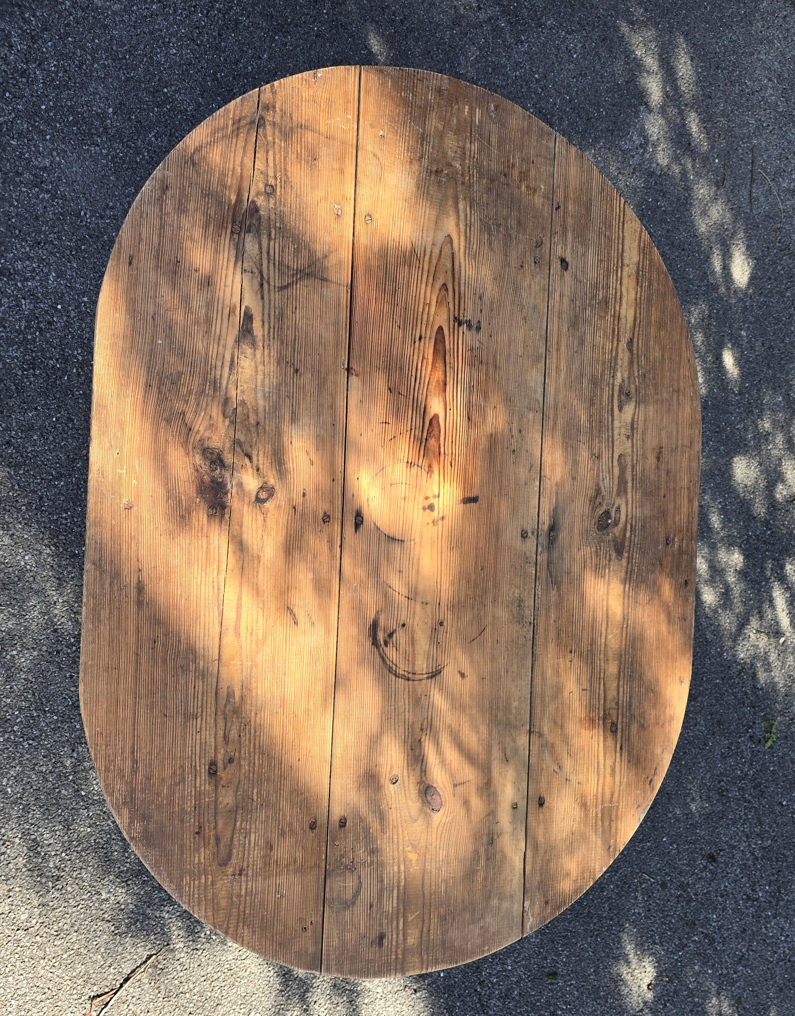 American 19thc Original White Painted Oval Form Table From Pennsylvania For Sale