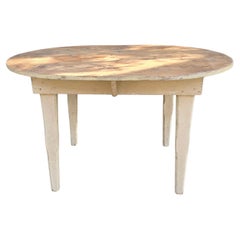 Antique 19thc Original White Painted Oval Form Table From Pennsylvania