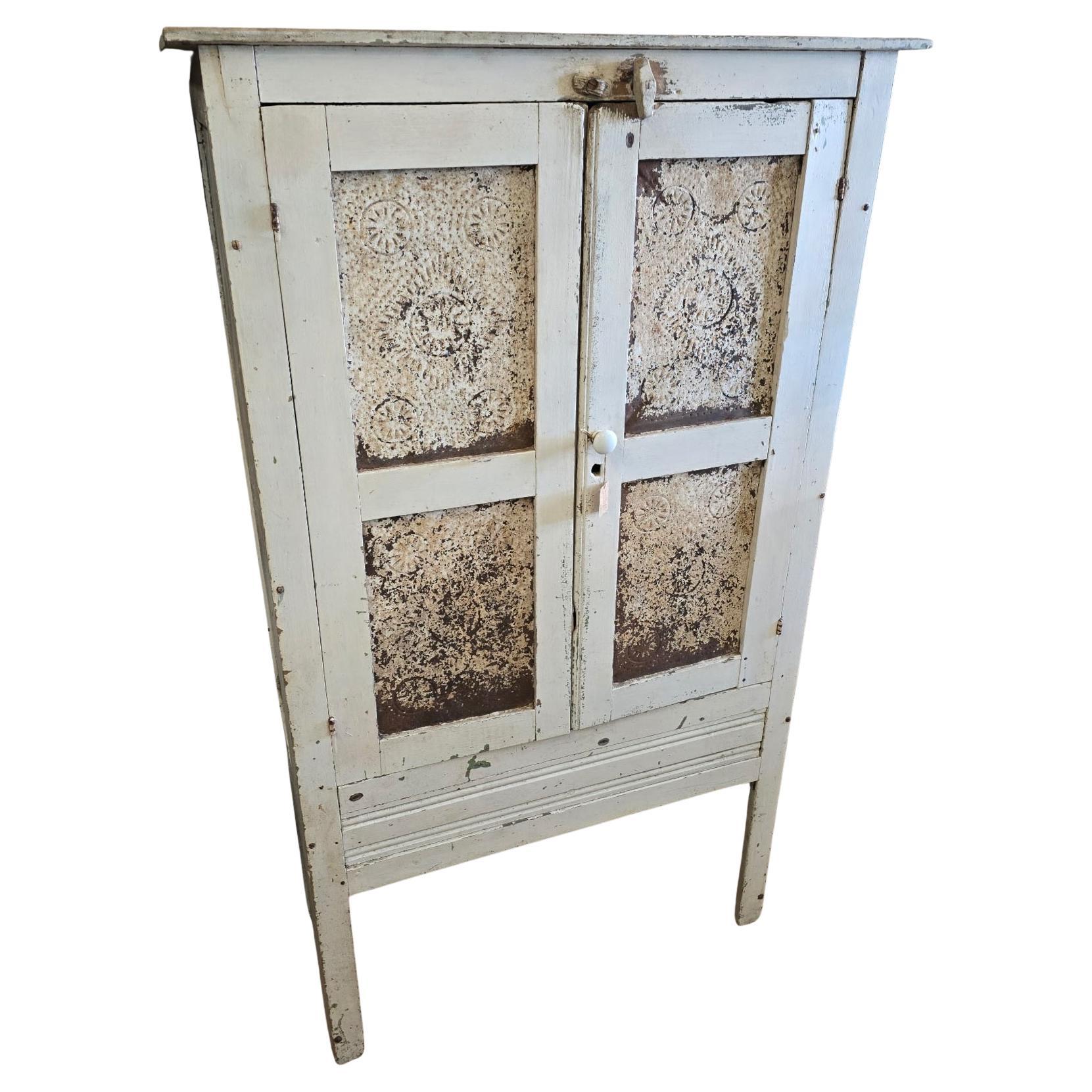 19thc Original White Painted Pie Safe From Pennsylvania For Sale