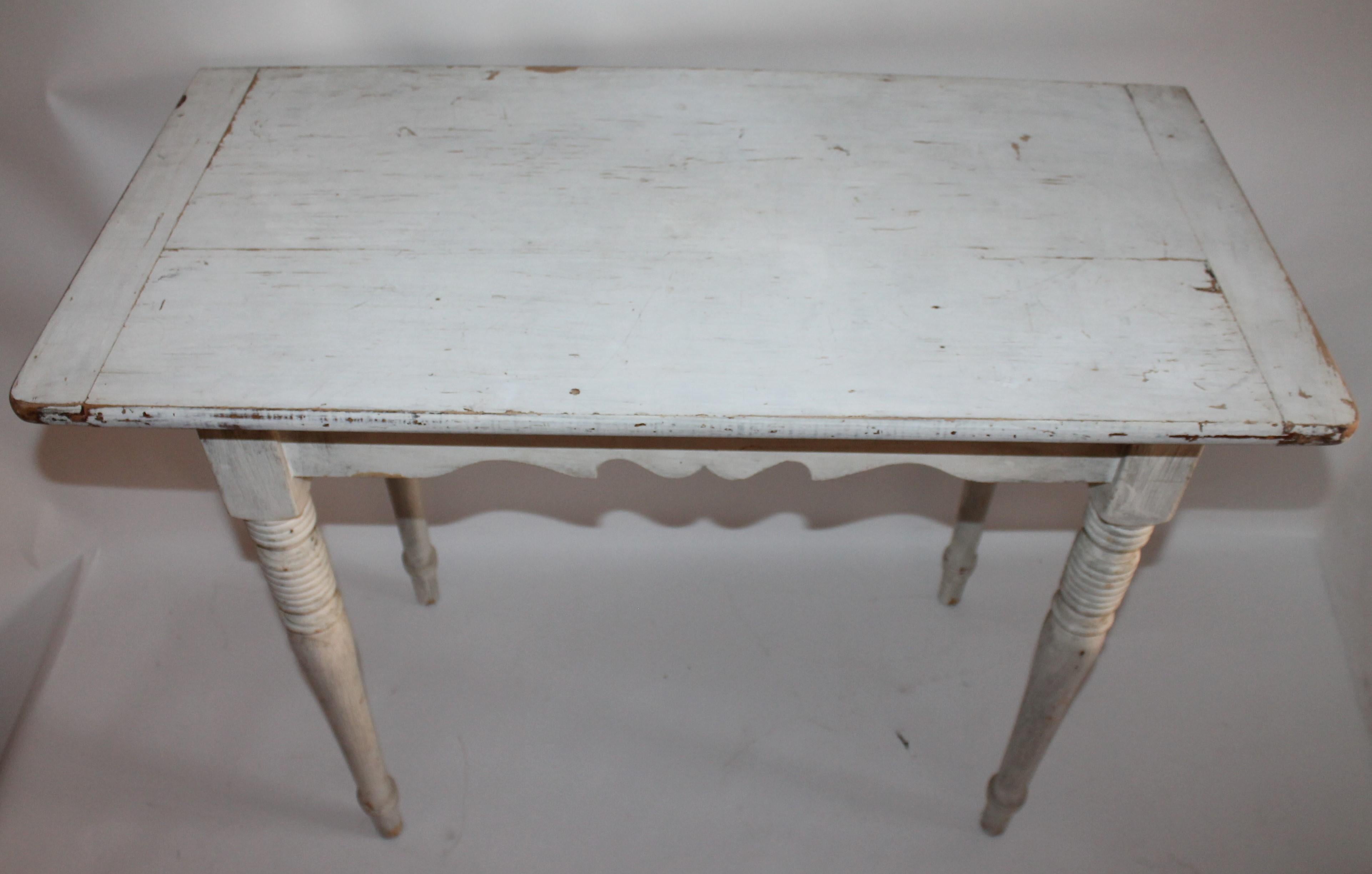 Adirondack 19th Century Original White Painted Side Table