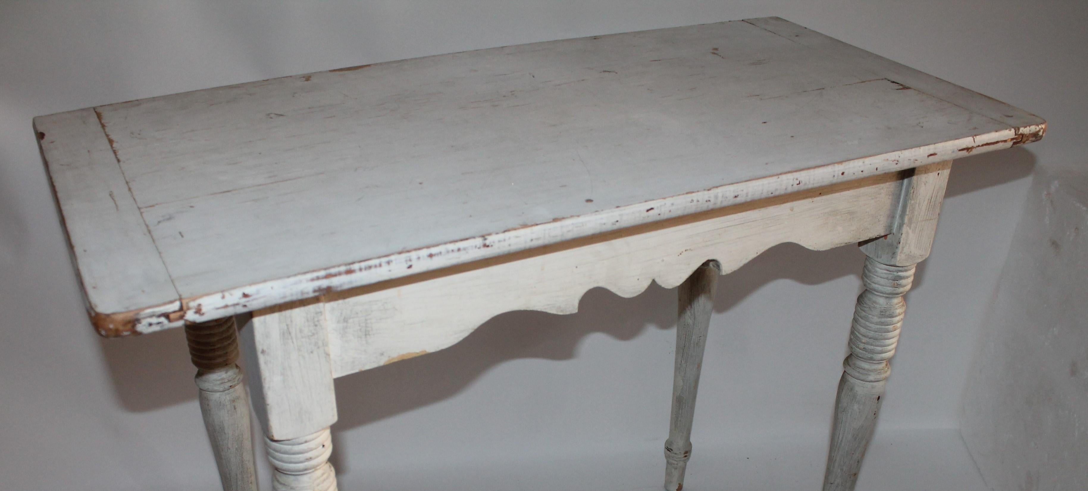 American 19th Century Original White Painted Side Table