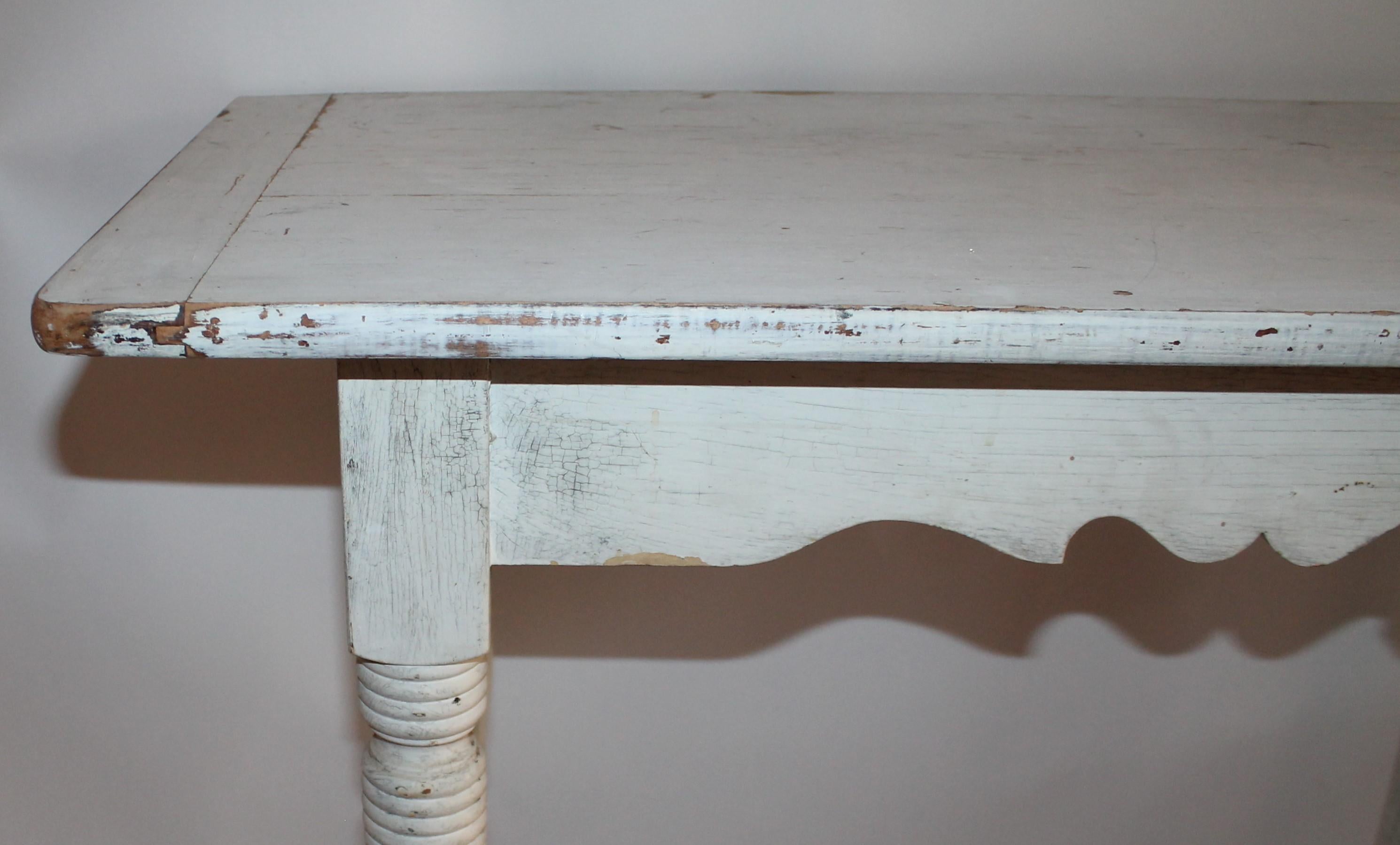 Hand-Painted 19th Century Original White Painted Side Table