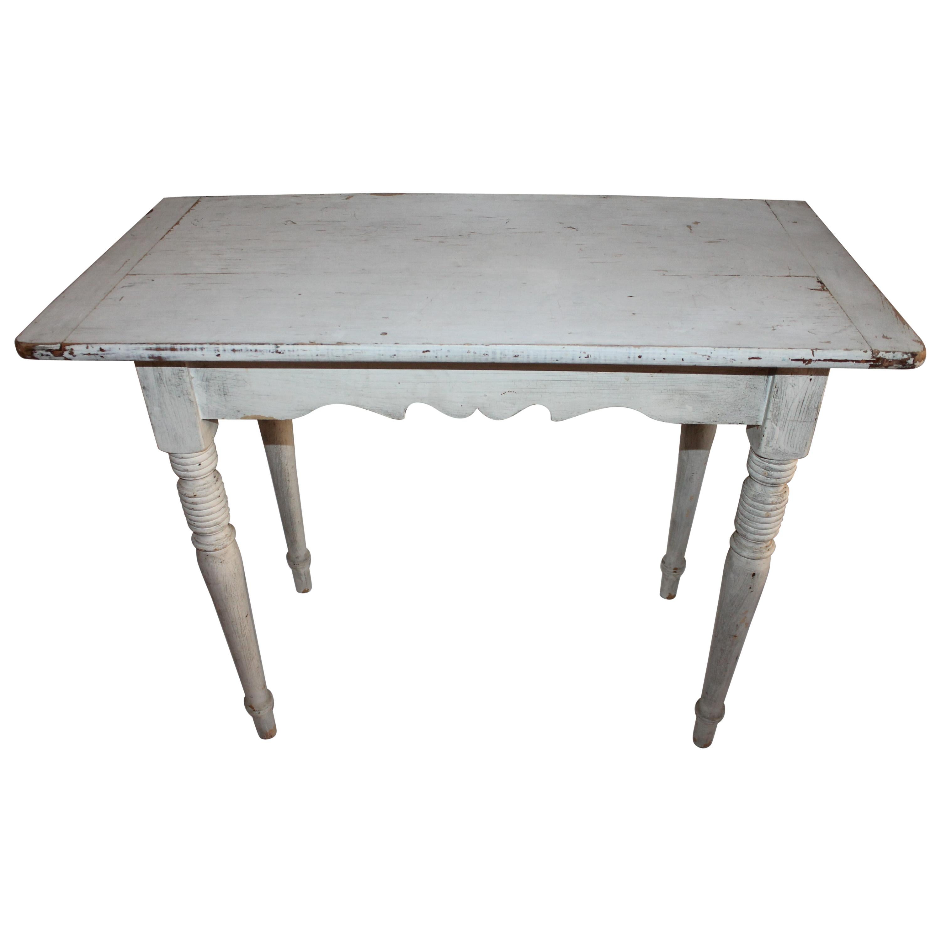 19th Century Original White Painted Side Table