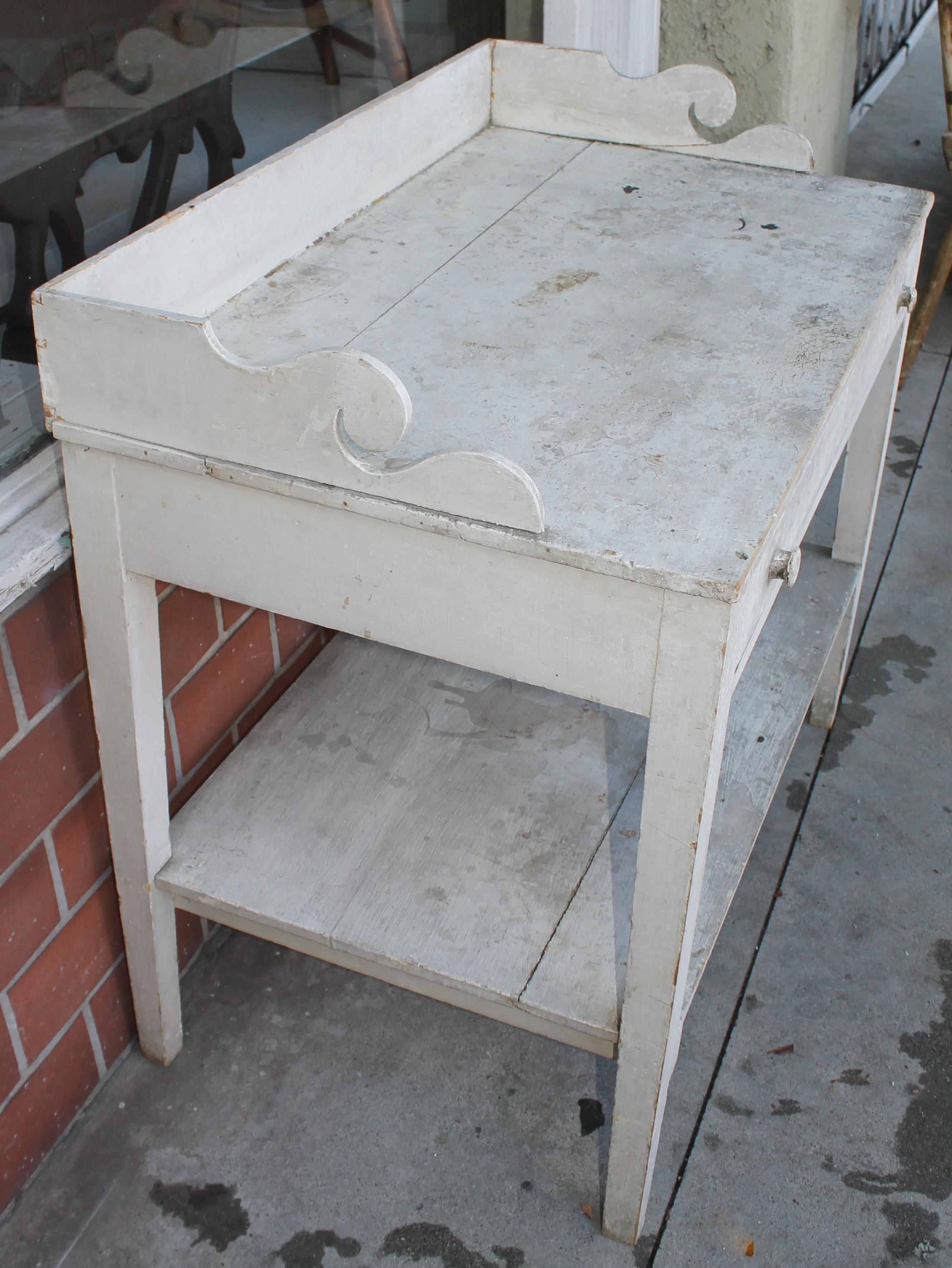 American 19thc Original White Painted Sideboard / Table