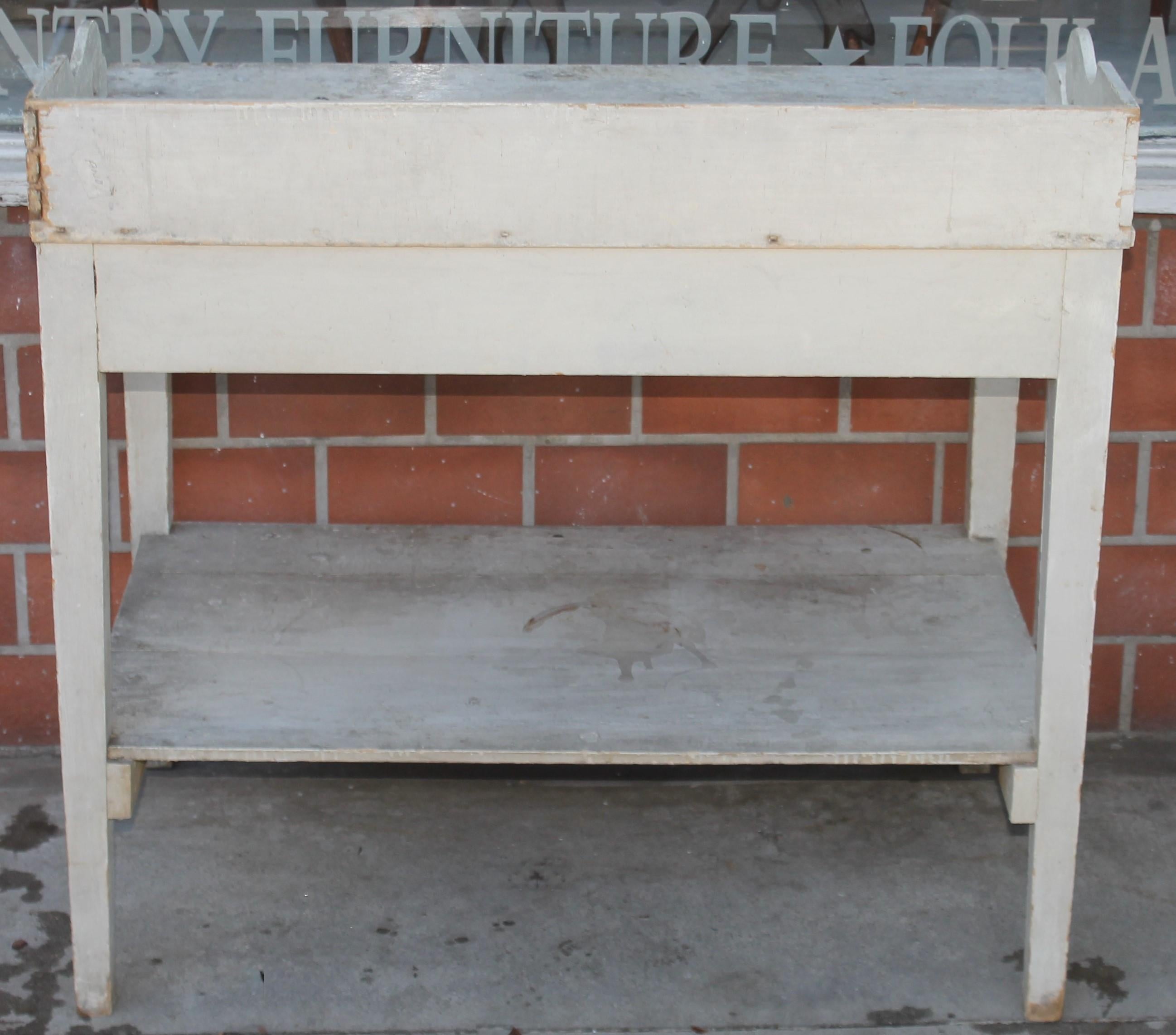 Late 19th Century 19thc Original White Painted Sideboard / Table