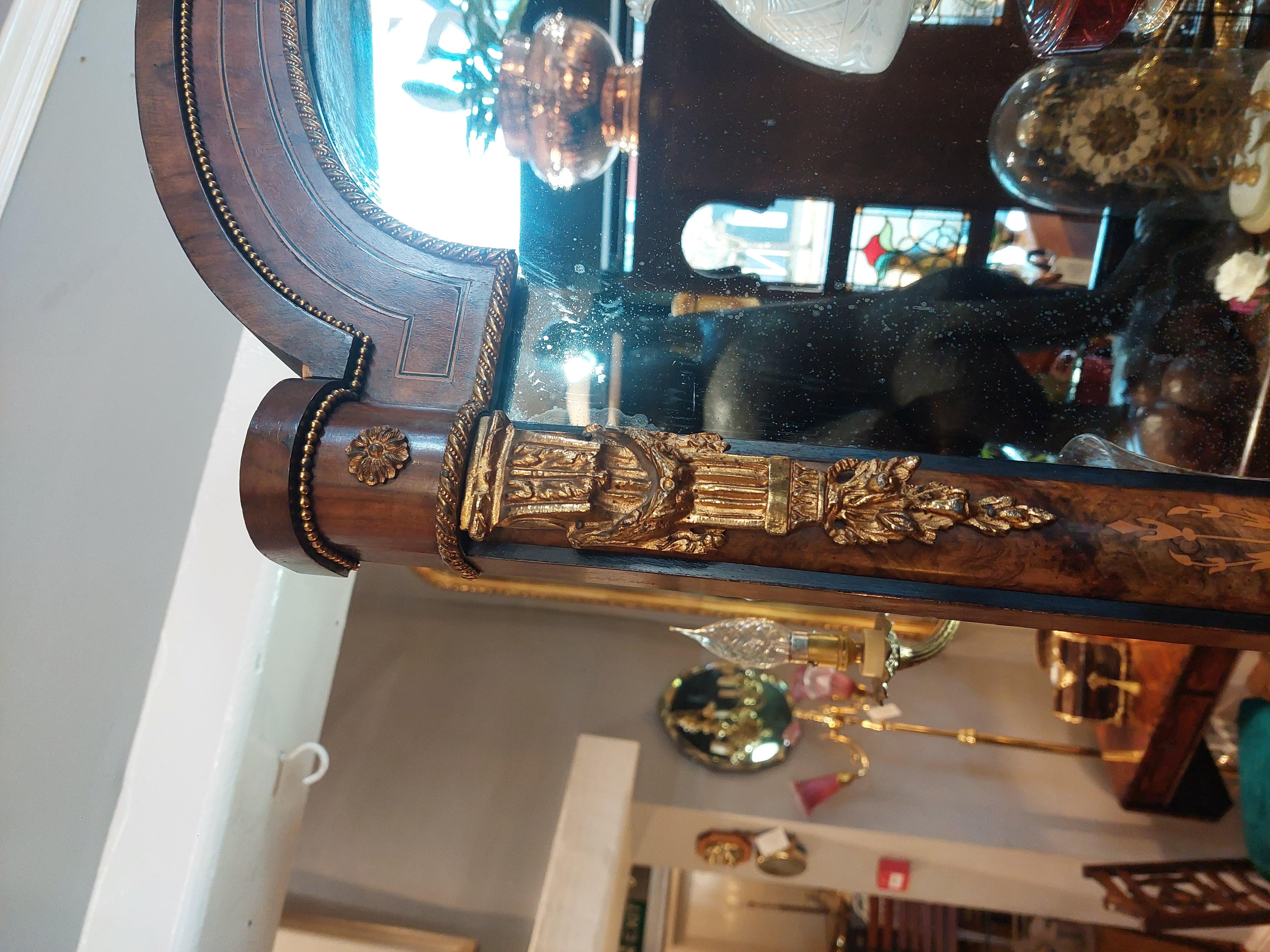 19thC Ormolu Mounted Figured Walnut Mirror Back Credenza In Good Condition For Sale In Altrincham, GB