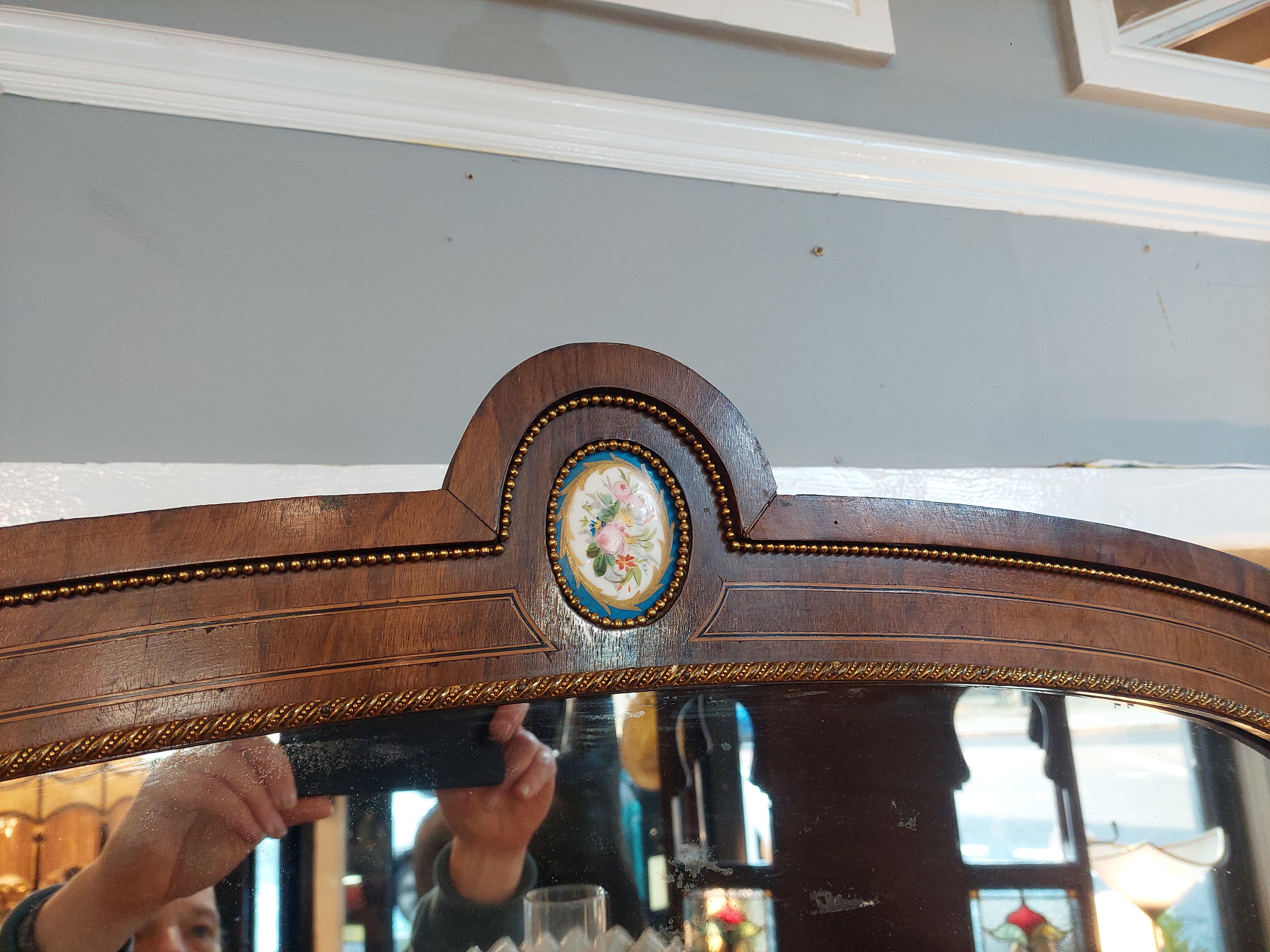 19th Century 19thC Ormolu Mounted Figured Walnut Mirror Back Credenza For Sale