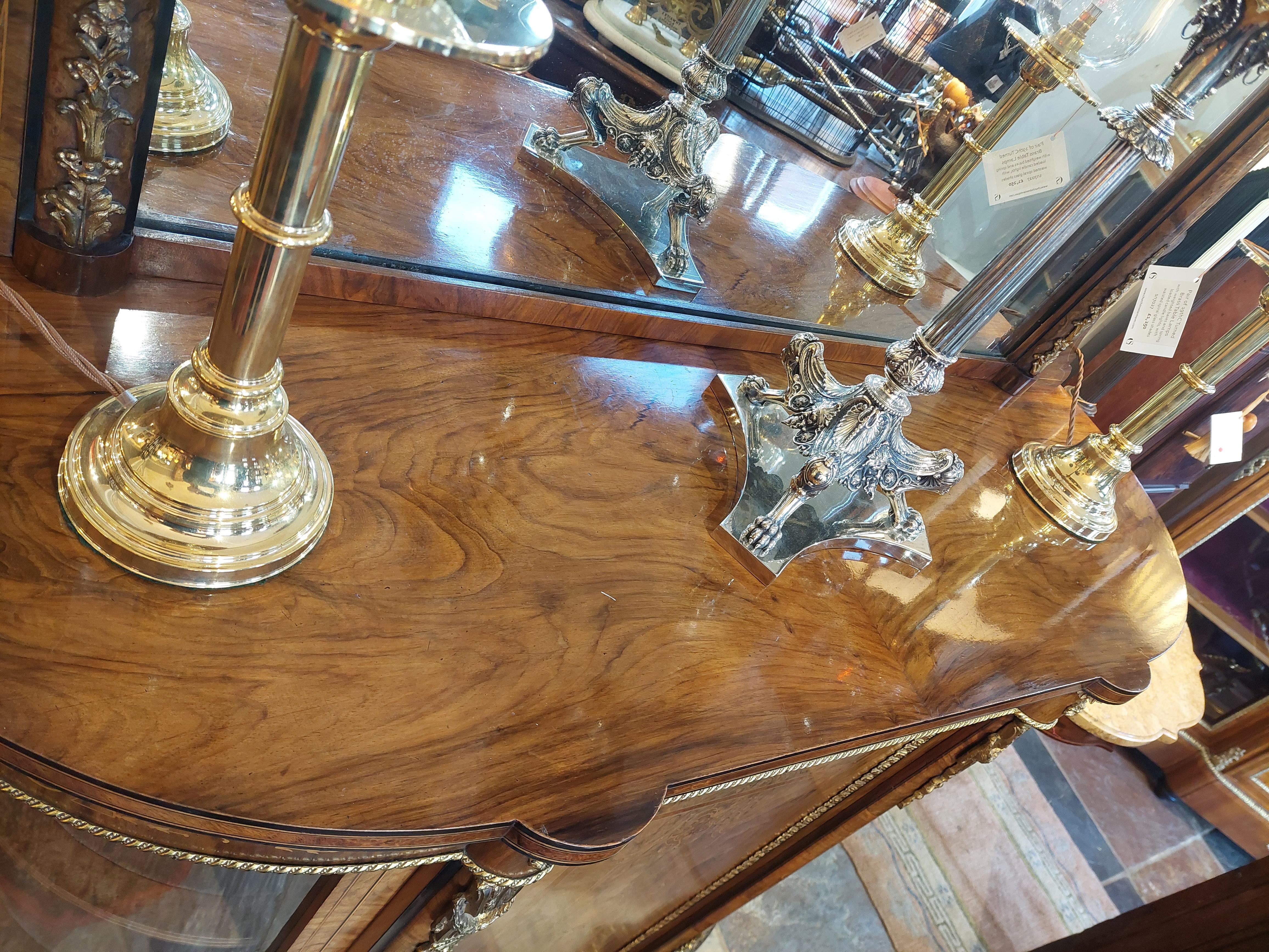 19thC Ormolu Mounted Figured Walnut Mirror Back Credenza For Sale 1