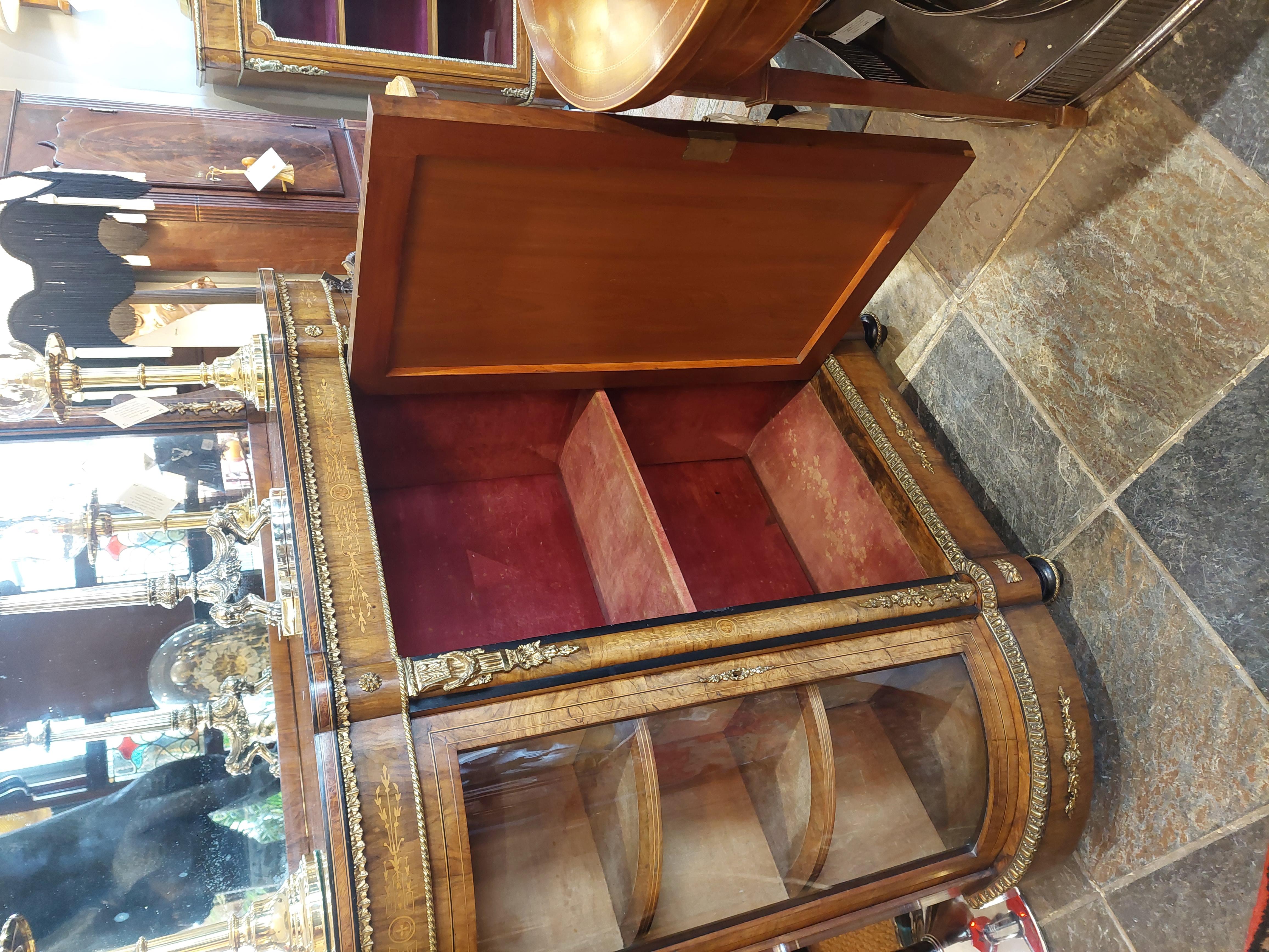 19thC Ormolu Mounted Figured Walnut Mirror Back Credenza For Sale 2