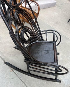 19thc Ornate Hickory Bent Wood Rocker