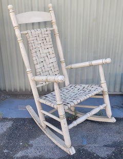 19thc Oyster Painted Wooden Rocking Chair