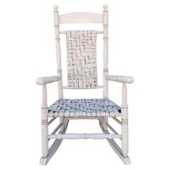 19thc Oyster Painted Wooden Rocking Chair