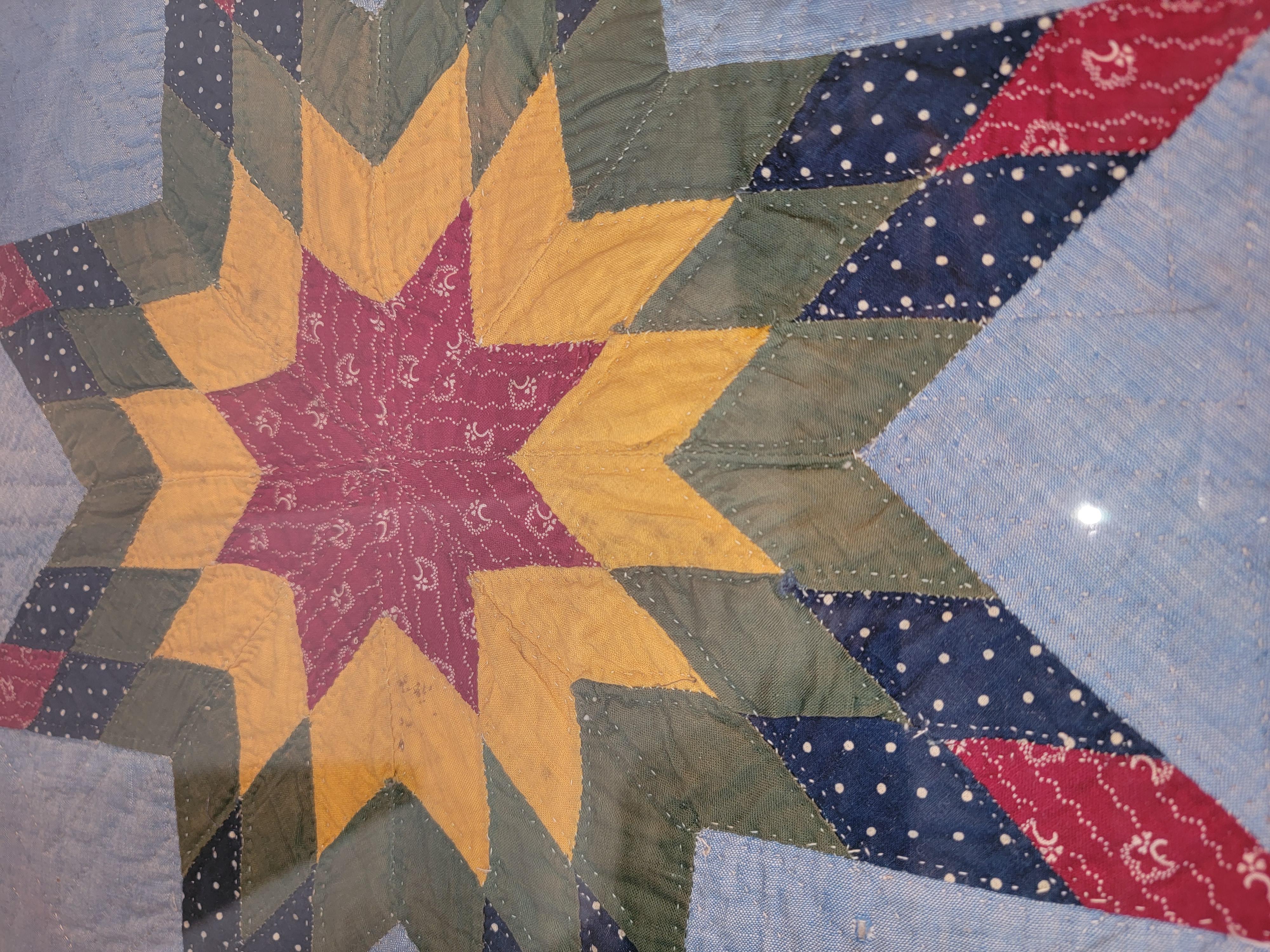 19th C eight point star doll quilt from Berks County, Pennsylvania in fine condition.This super rare doll quilt is in a plexy frame and comes from a private Pennsylvania collection.