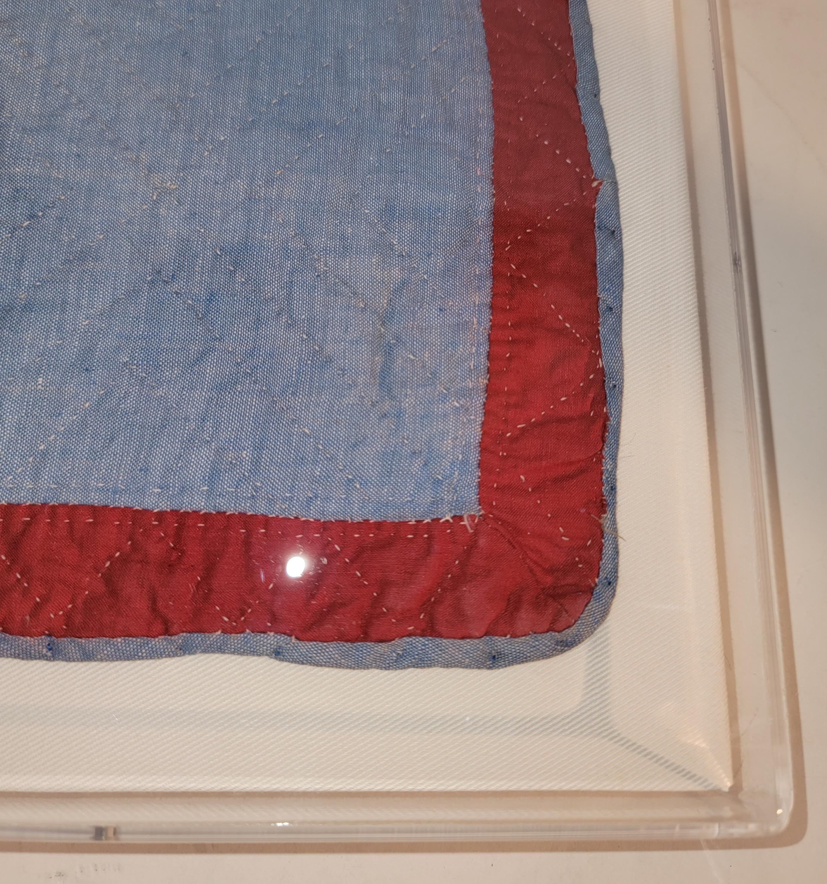 Adirondack 19th C Pennsylvania. Eight Point Star Doll Quilt in Plexy Frame