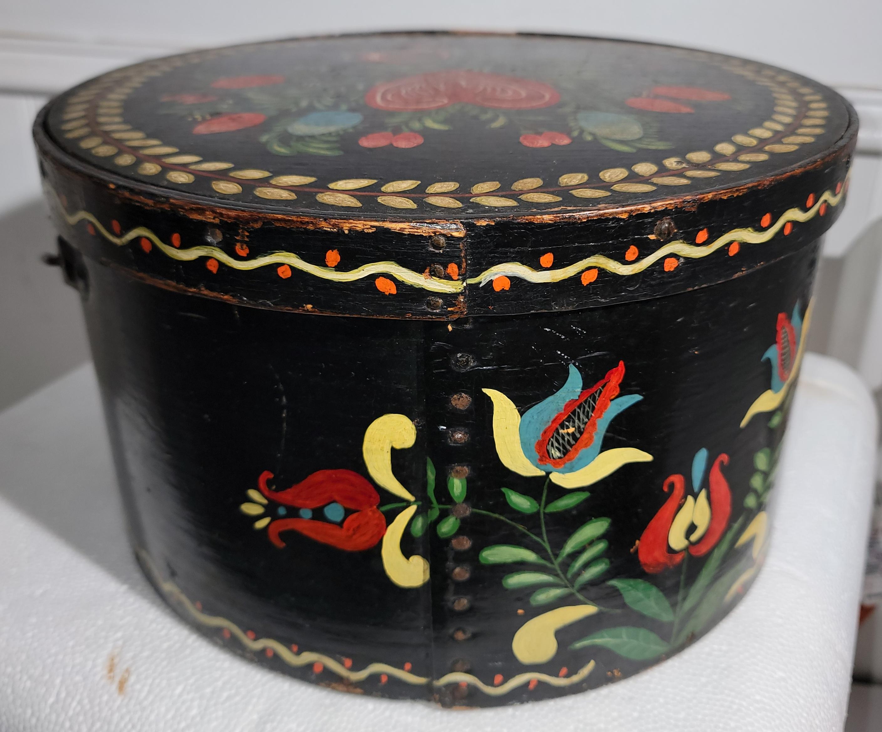 Adirondack 19Thc Paint Decorated Pa. Dutch Pantry Box For Sale