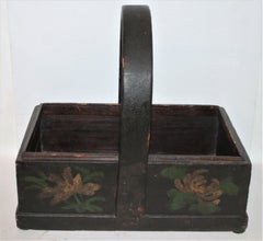 19th Century Painted Apple Basket Handmade