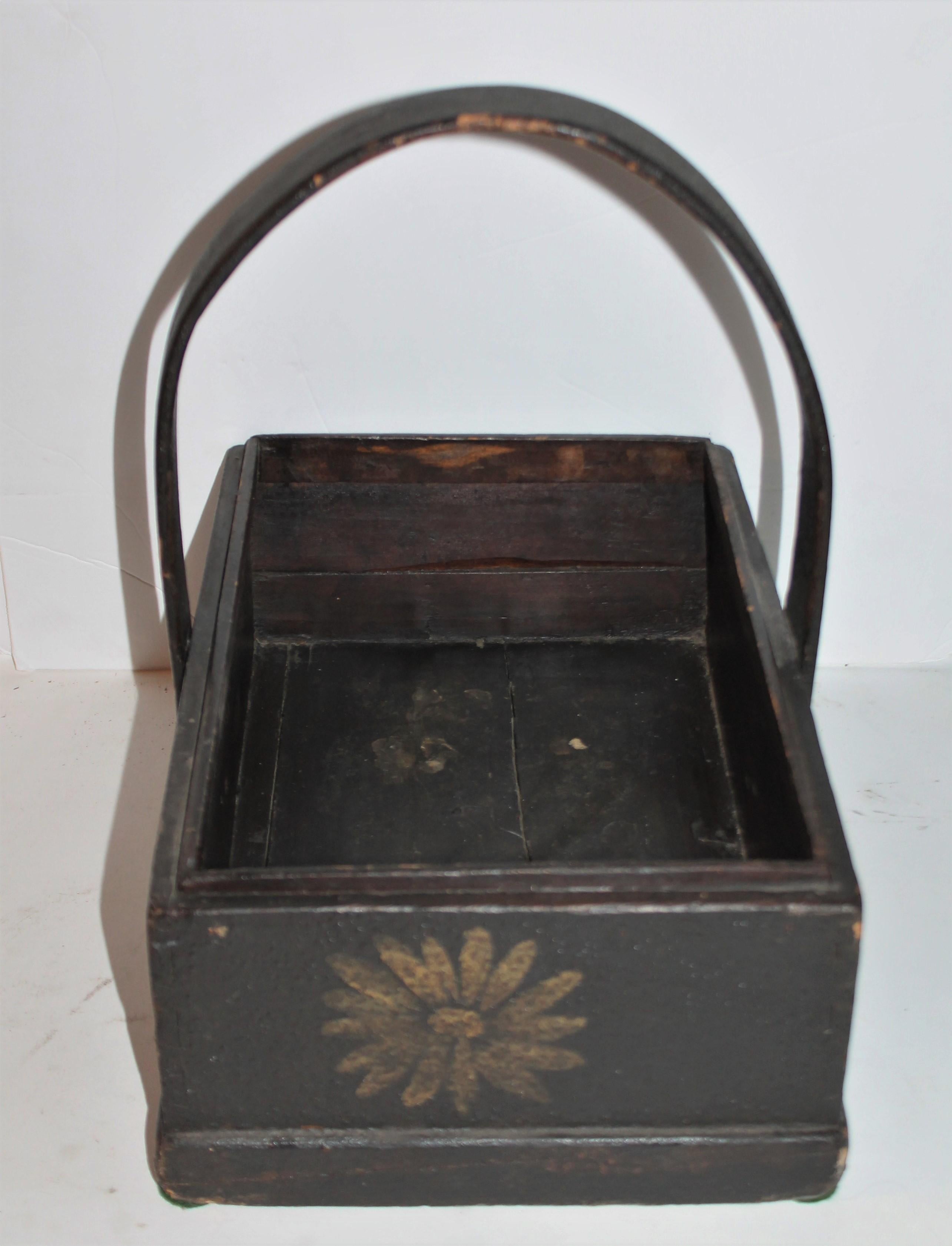 American 19th Century Painted Apple Basket Handmade For Sale