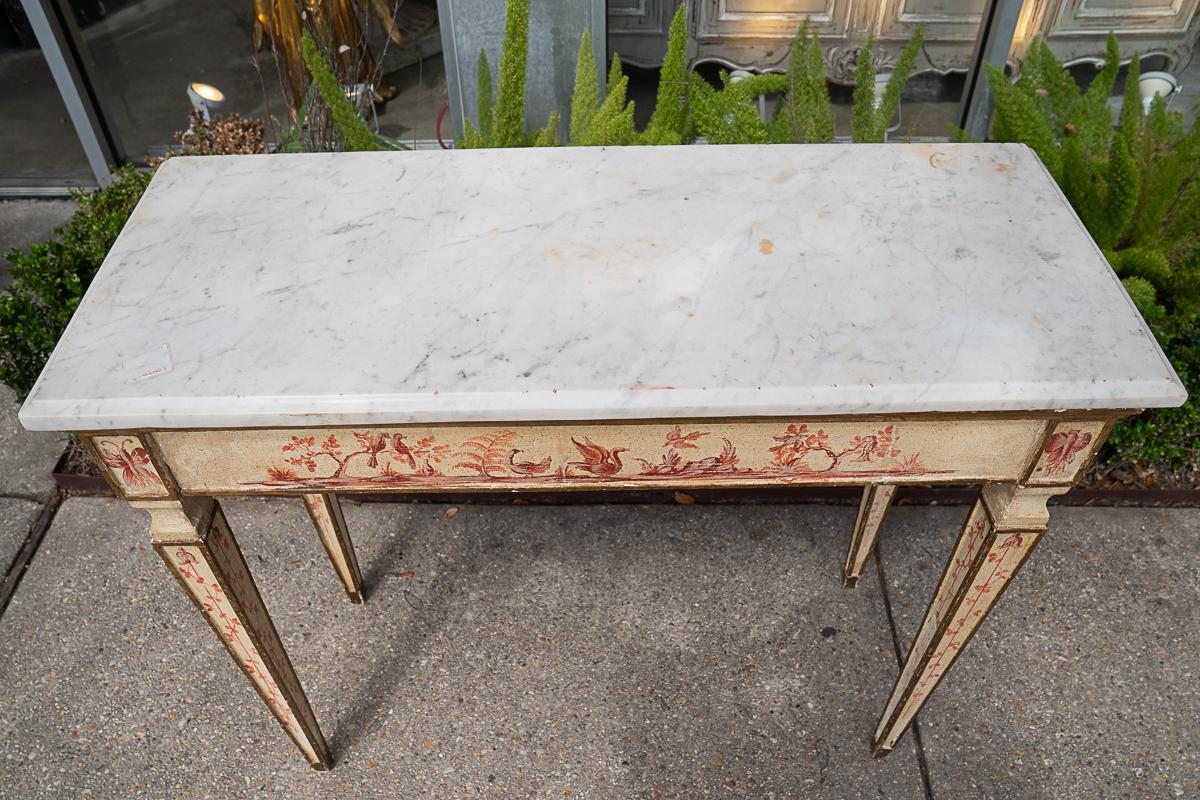 Napoleon III 19th C Painted Console with Marble Top