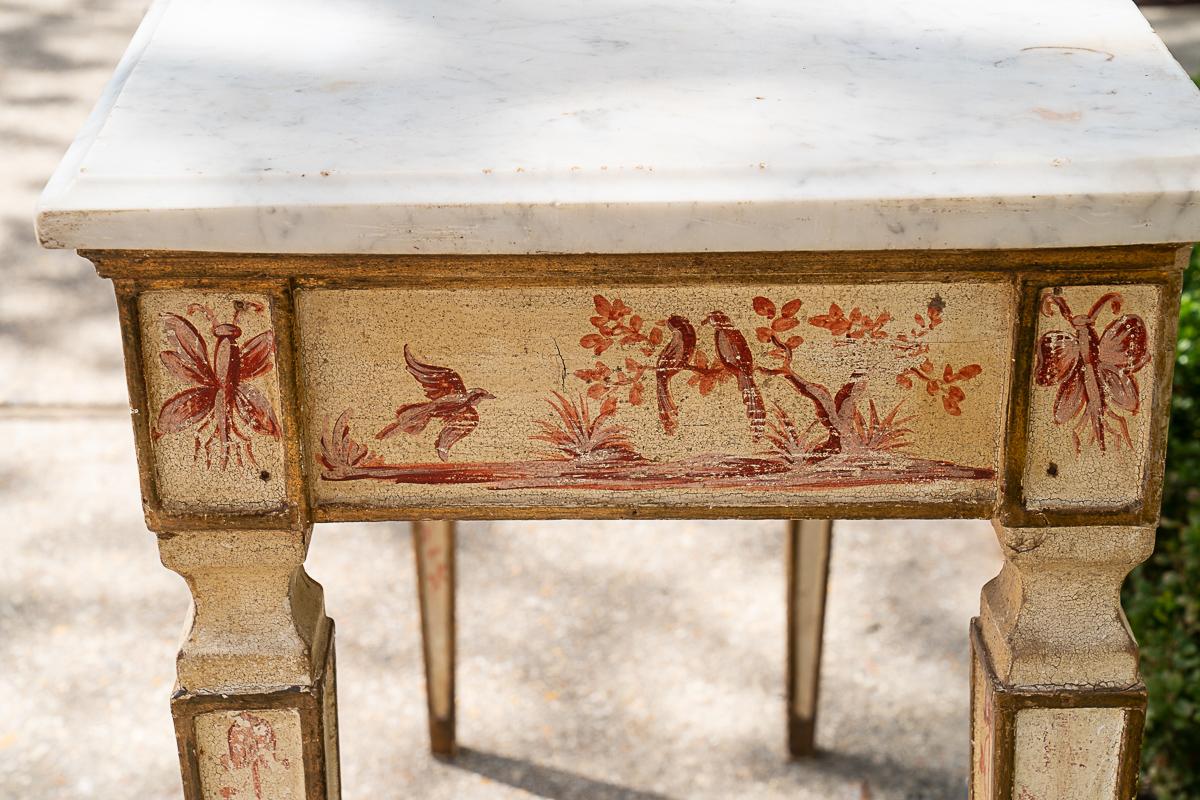 Italian 19th C Painted Console with Marble Top