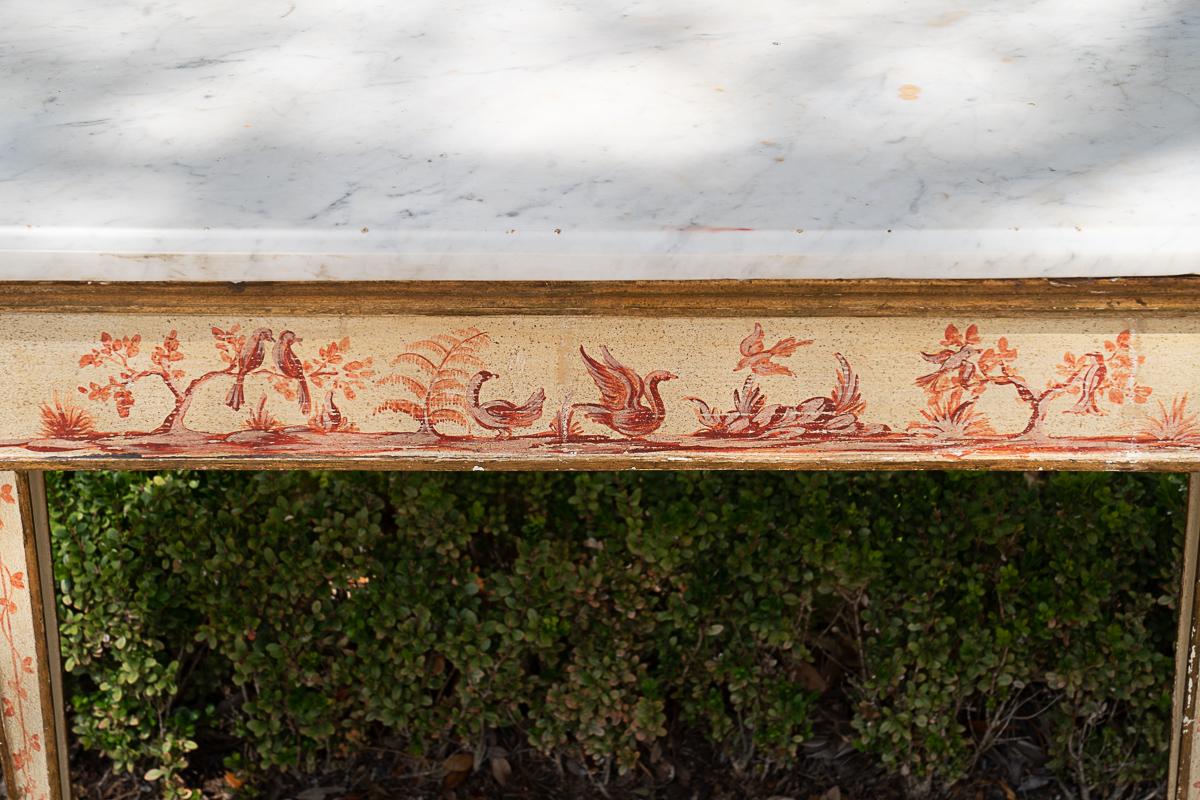 19th C Painted Console with Marble Top In Good Condition In New Orleans, LA