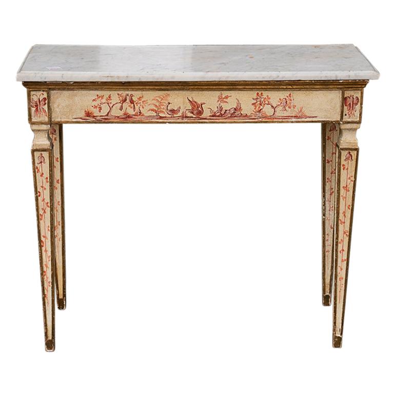 19th C Painted Console with Marble Top