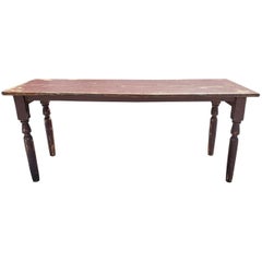 19th Century Painted Harvest Table Burg, Over Cream Paint