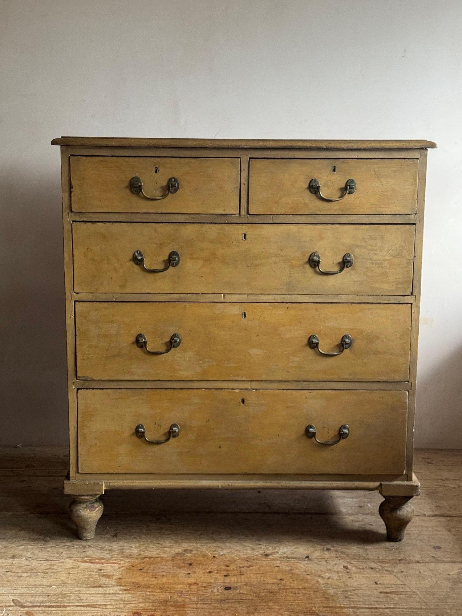 19th Century 19thC Painted pine chest of drawers