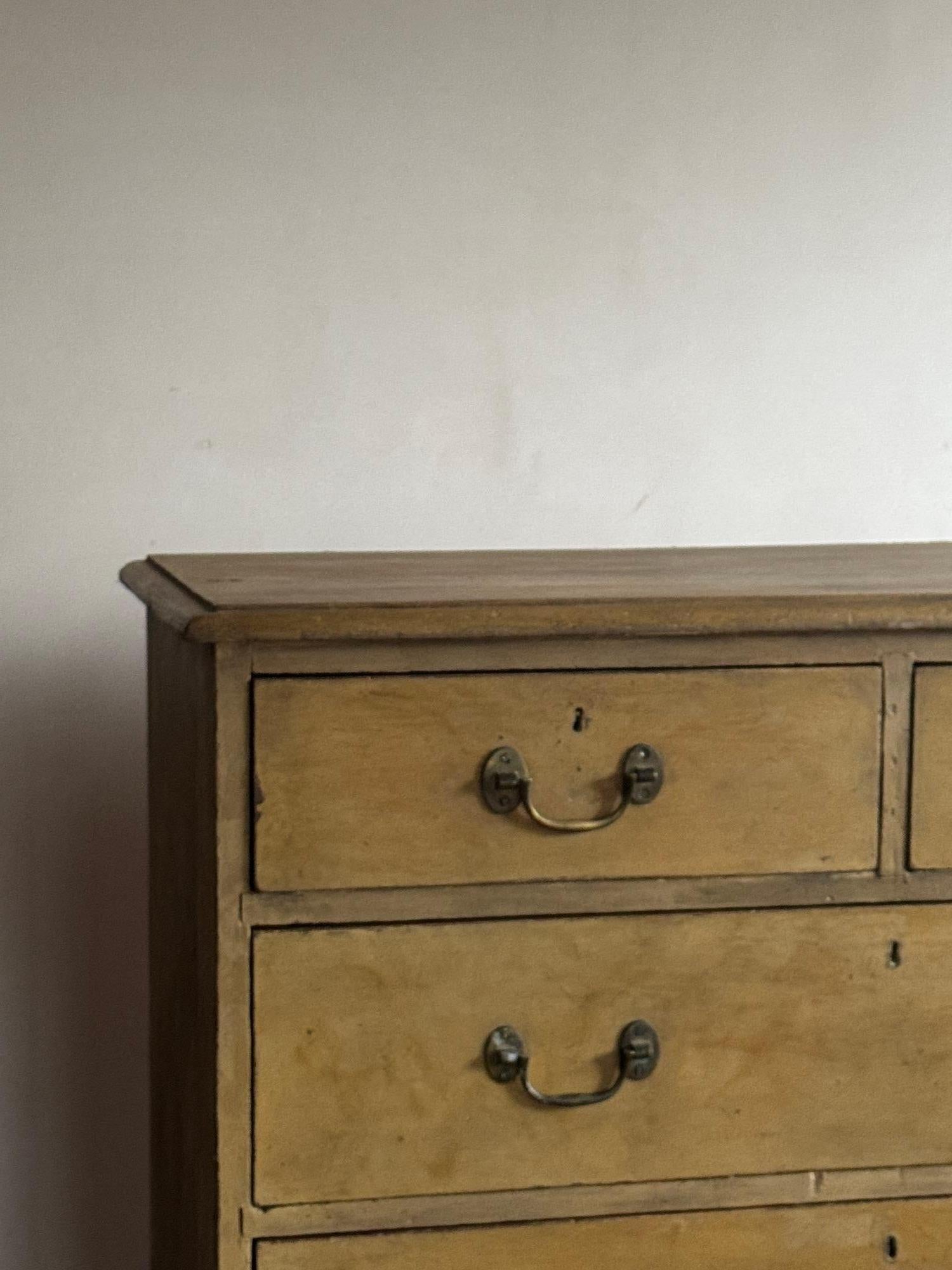 19thC Painted pine chest of drawers 1