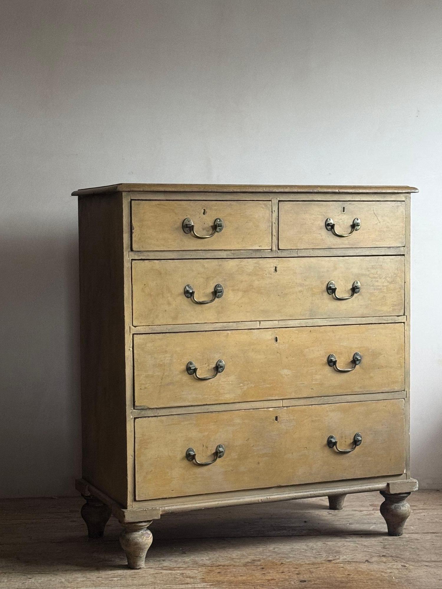 19thC Painted pine chest of drawers 3
